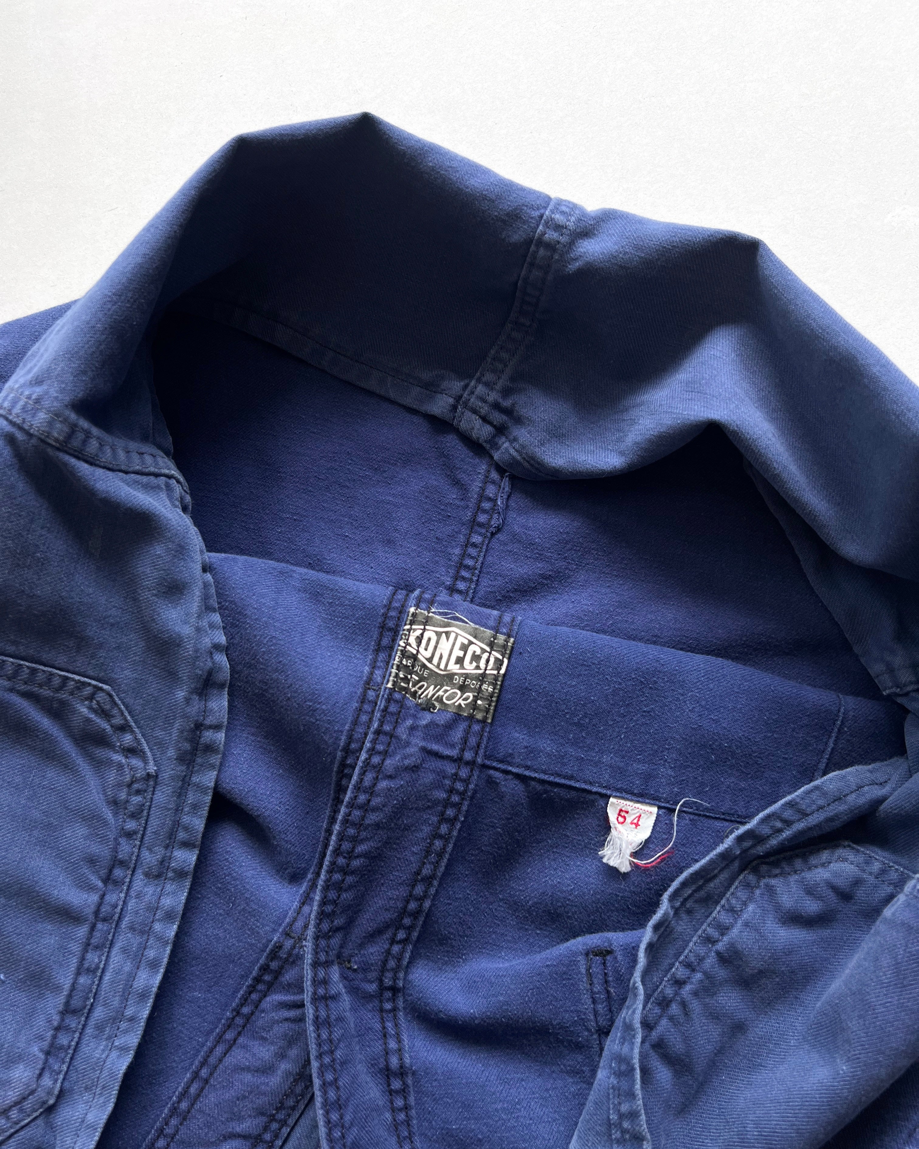 1950S FRENCH KONECO INDIGO WORK JACKET (L)