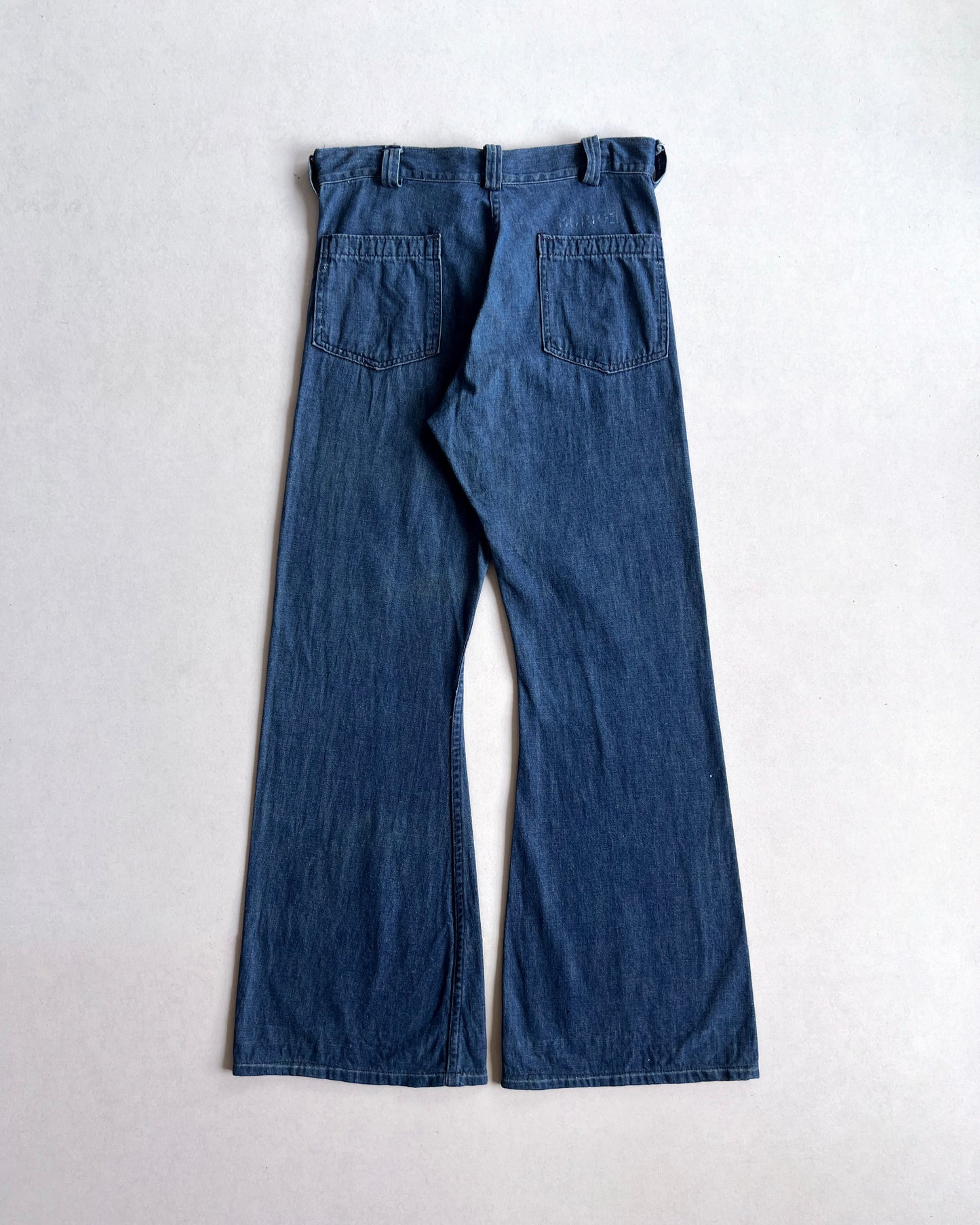 1970S SEAFARER US NAVY SAILOR DENIM BOOTCUT PANTS (31)