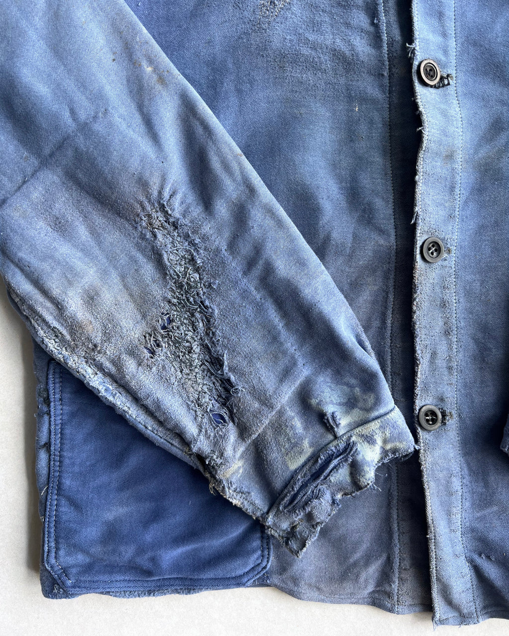 1950S MOLESKIN FRENCH REPAIRED WORK CHORE JACKET (M/L)