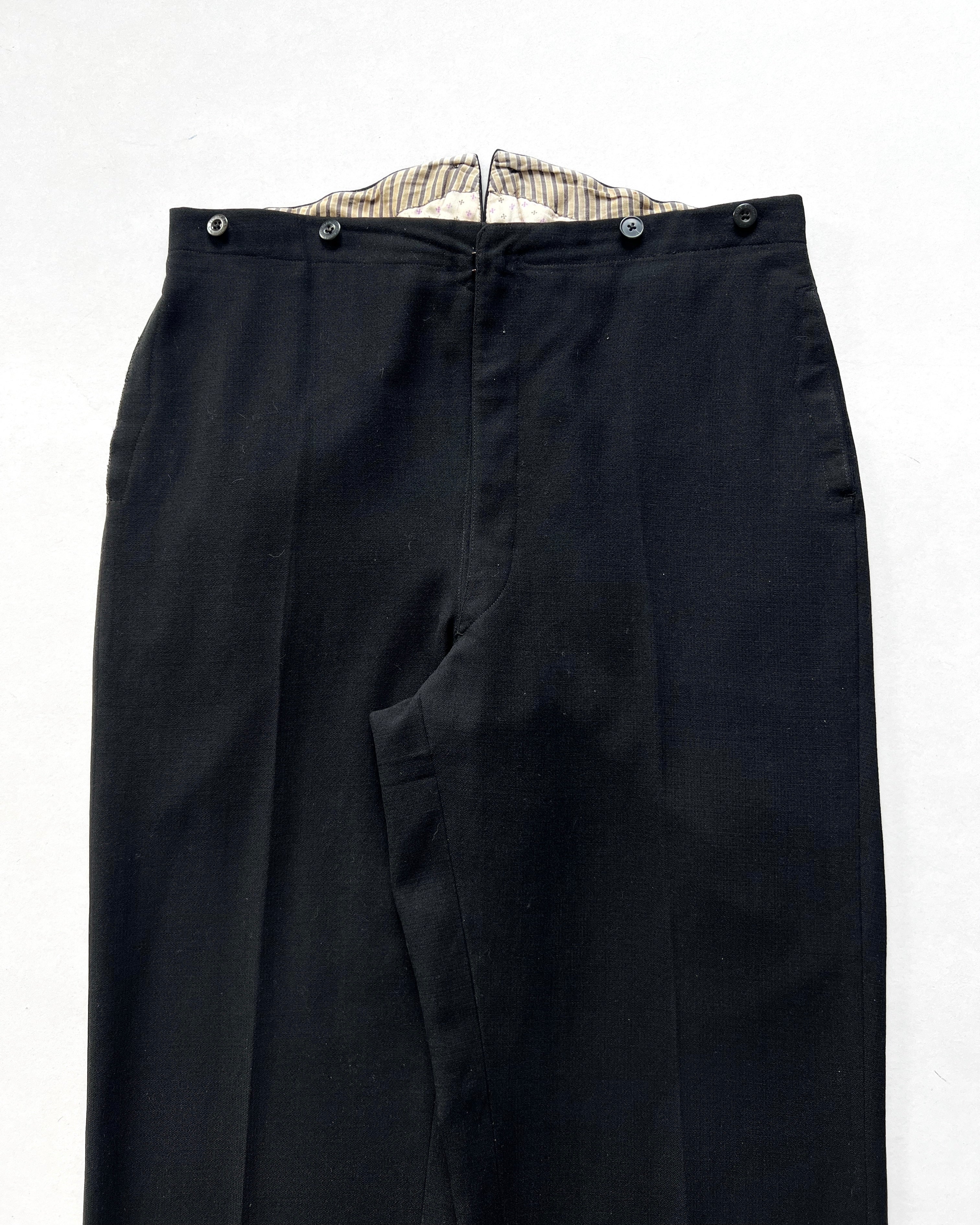 1930S EUROPE BLACK GENTLEMAN BUCKLE TROUSERS (34-39)