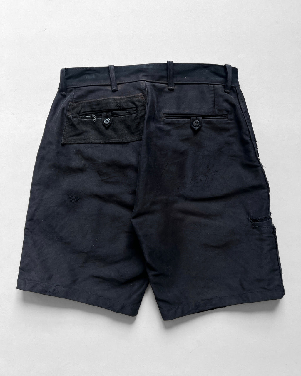 1970S BLACK MOLESKIN FRENCH WORK SHORTS (34)