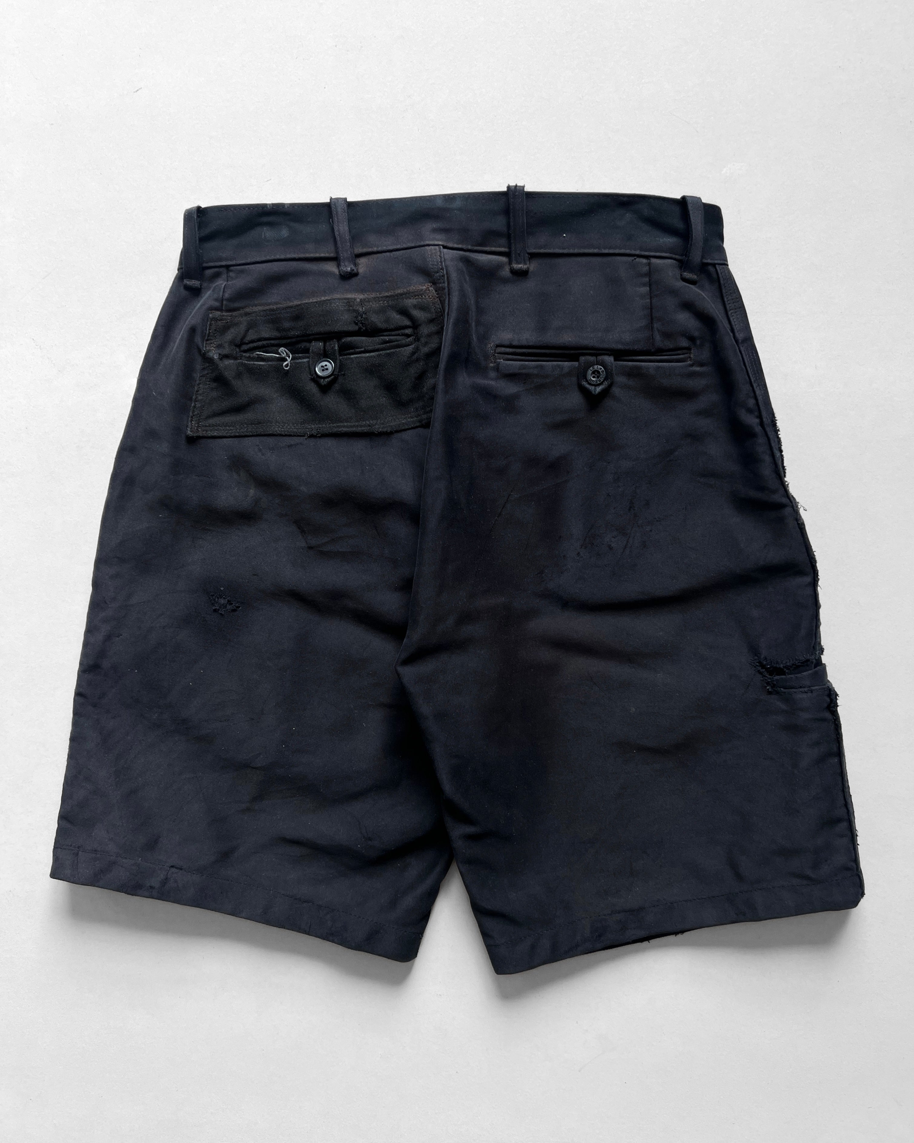 1970S BLACK MOLESKIN FRENCH WORK SHORTS (34)