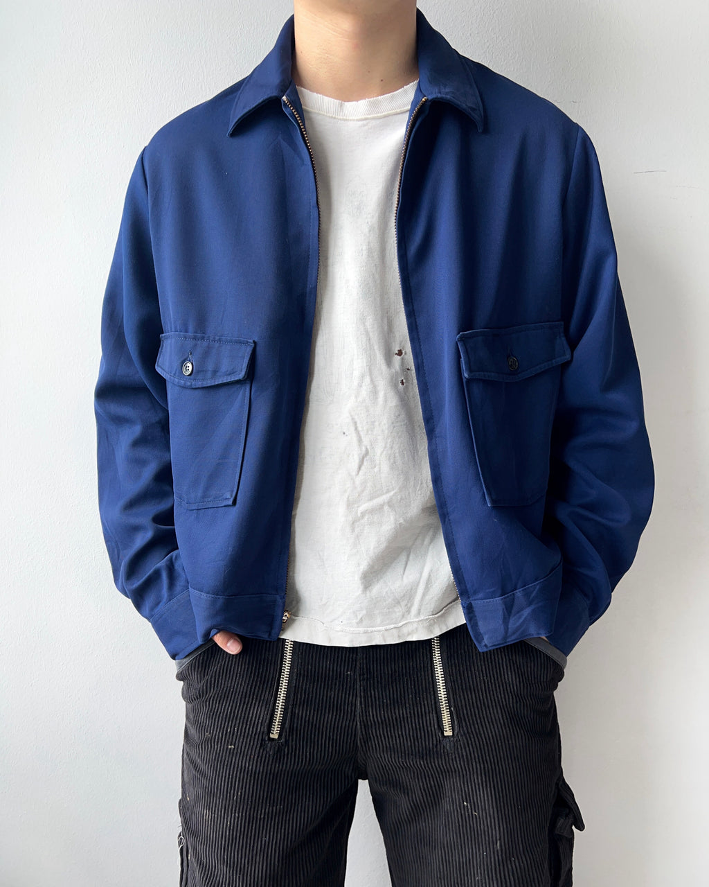 1960S DARK WASHED LEE DOUBLE POCKET WORK JACKET (L)