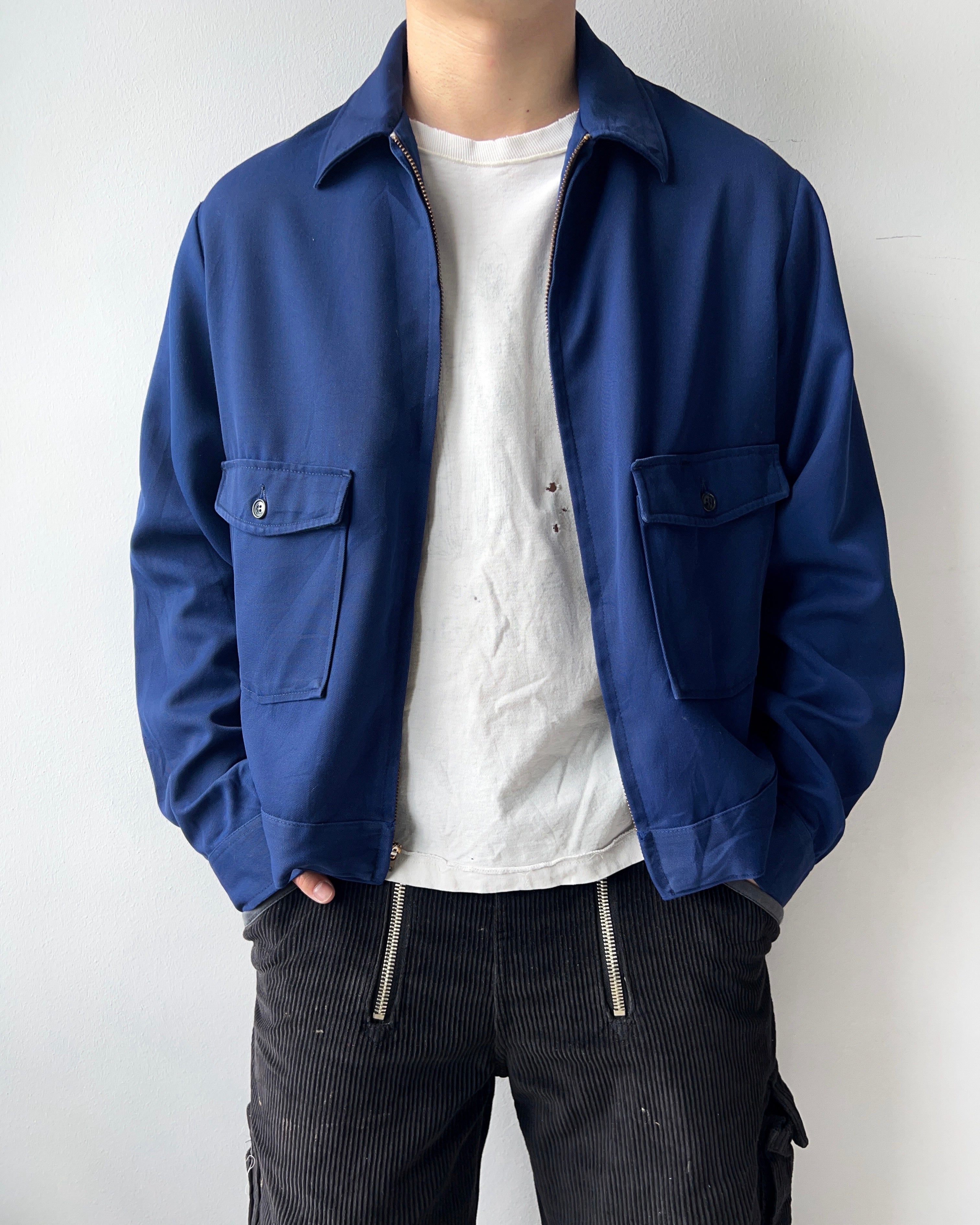 1960S DARK WASHED LEE DOUBLE POCKET WORK JACKET (L)