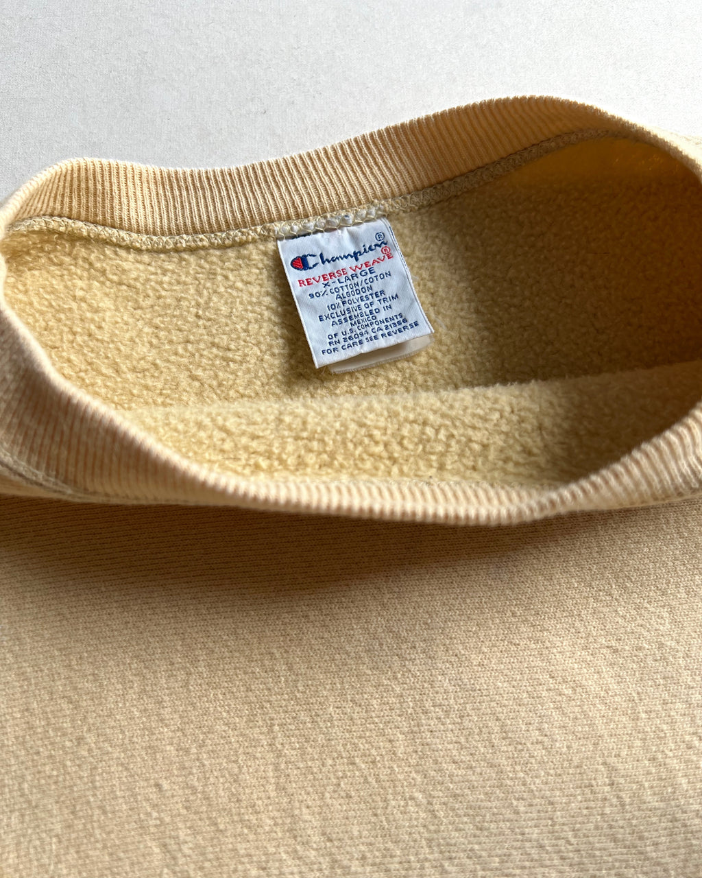 1990S YELLOW CHAMPION 'PURDUE' REVERSE WEAVE SWEATSHIRT (XL)