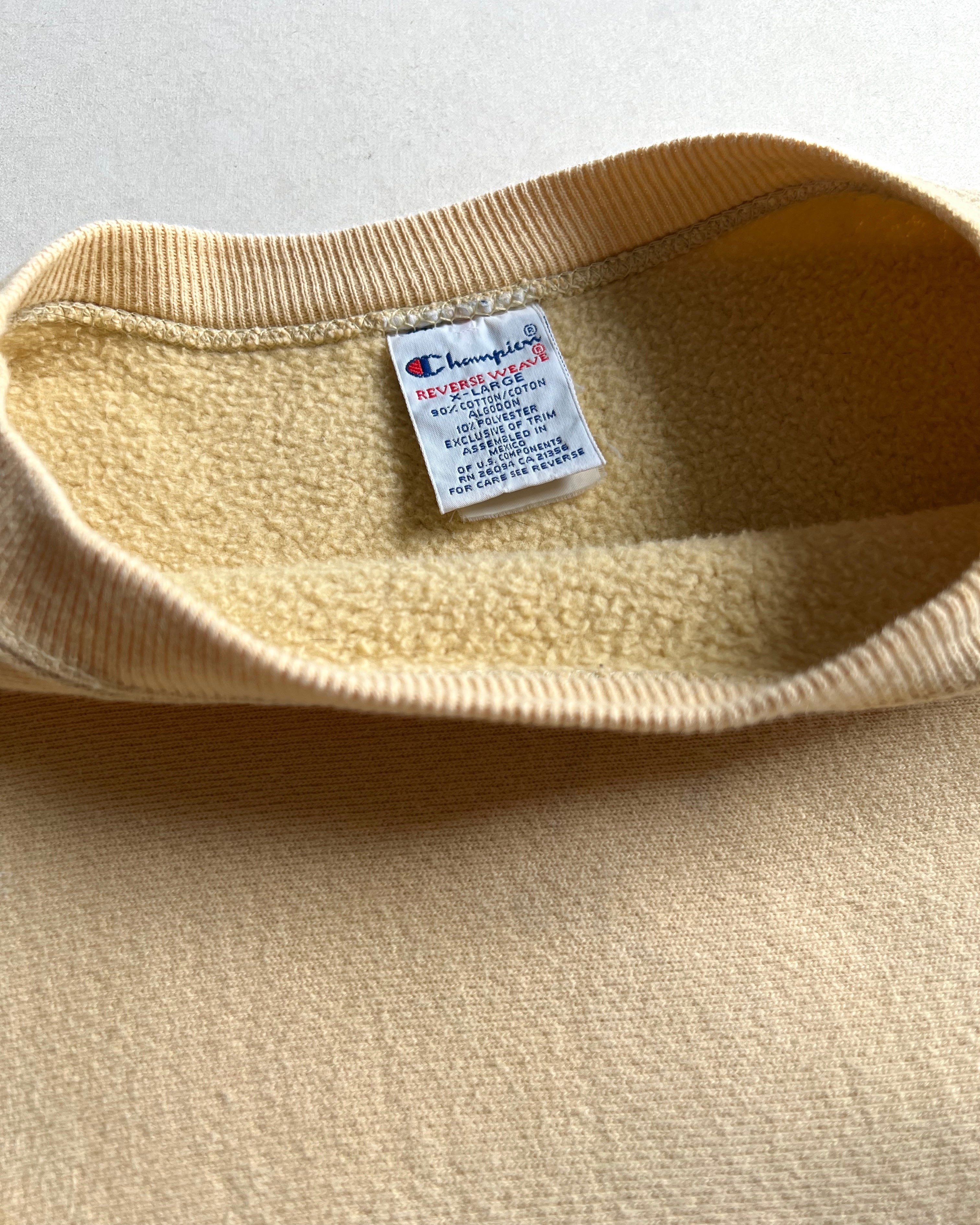 1990S YELLOW CHAMPION 'PURDUE' REVERSE WEAVE SWEATSHIRT (XL)