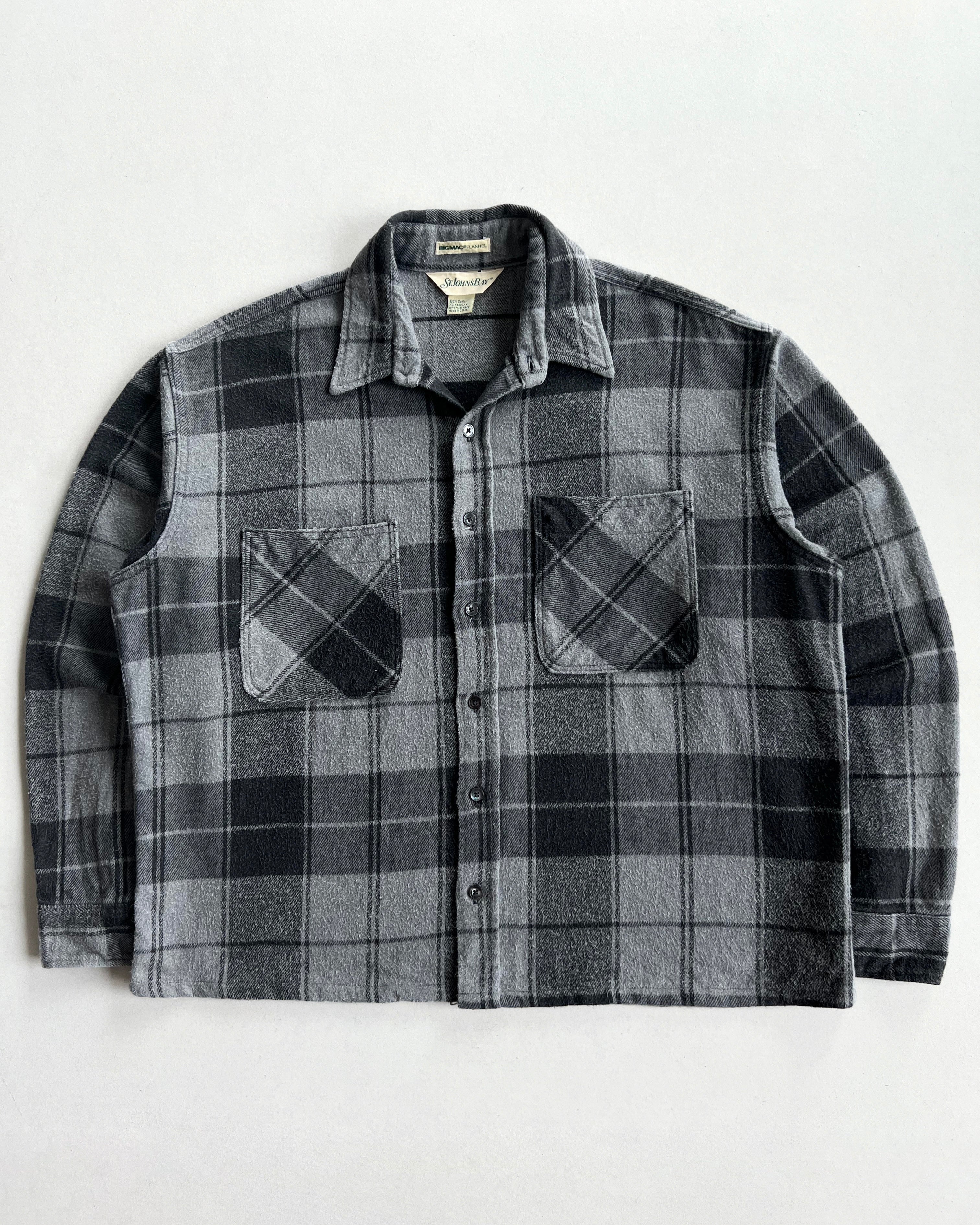 1980S BIG MAC ST. JOHN'S GREY PLAID FLANNEL (XL)