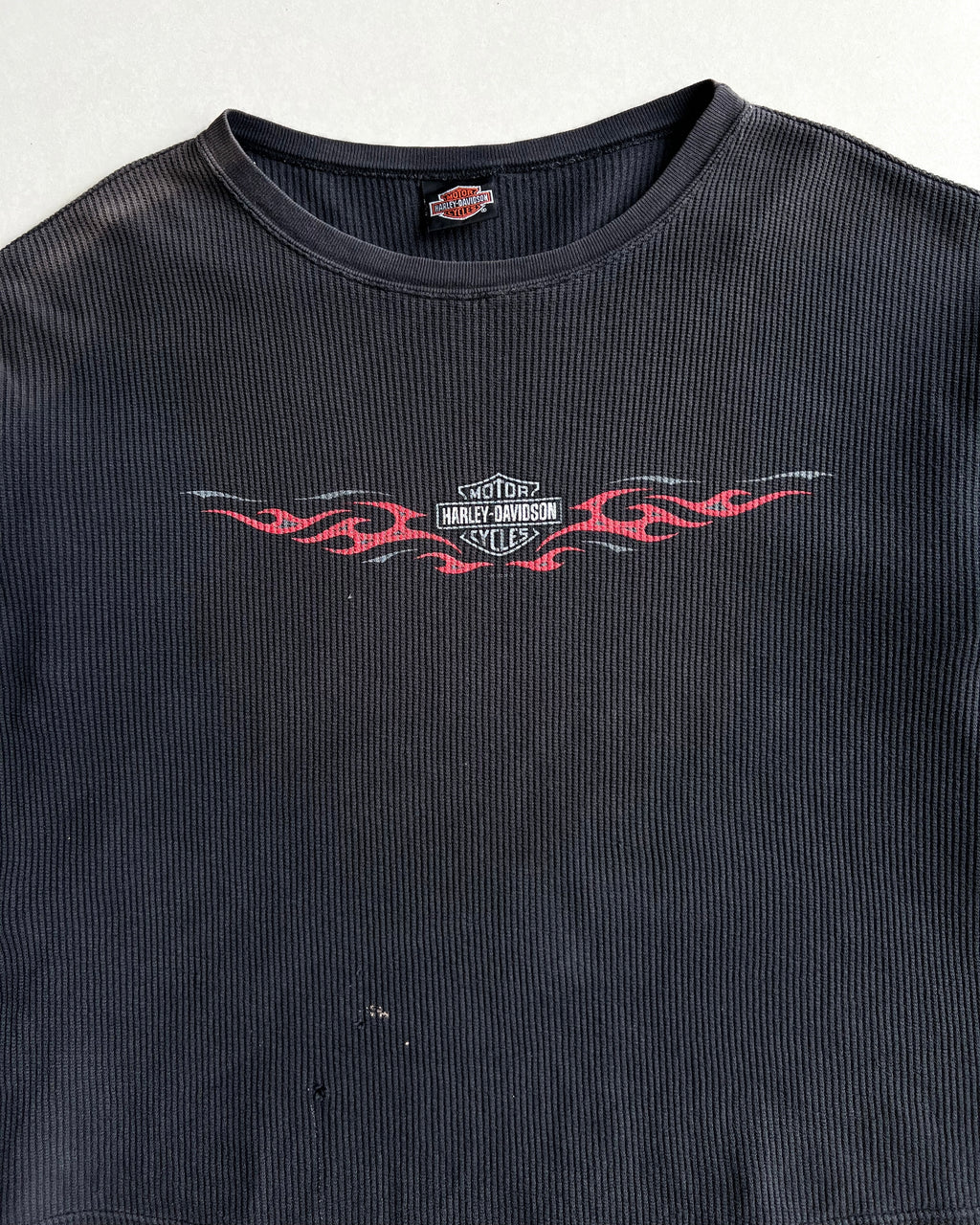 1990S SUN FADED HARLEY DAVIDSON WAFFLE KNIT SWEATER (L)