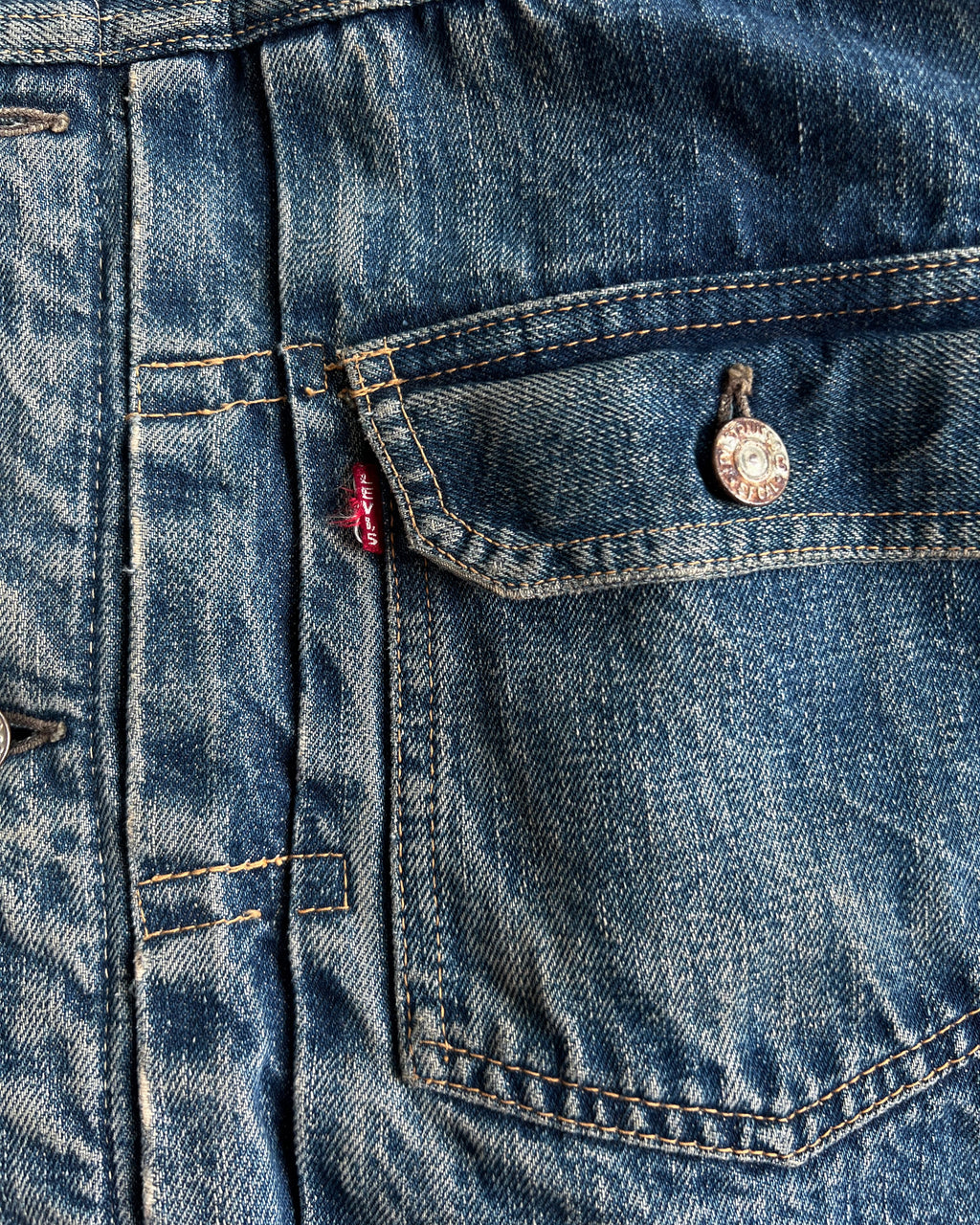 1950S FADED LEVI'S BIG E TYPE II DENIM JACKET (L)