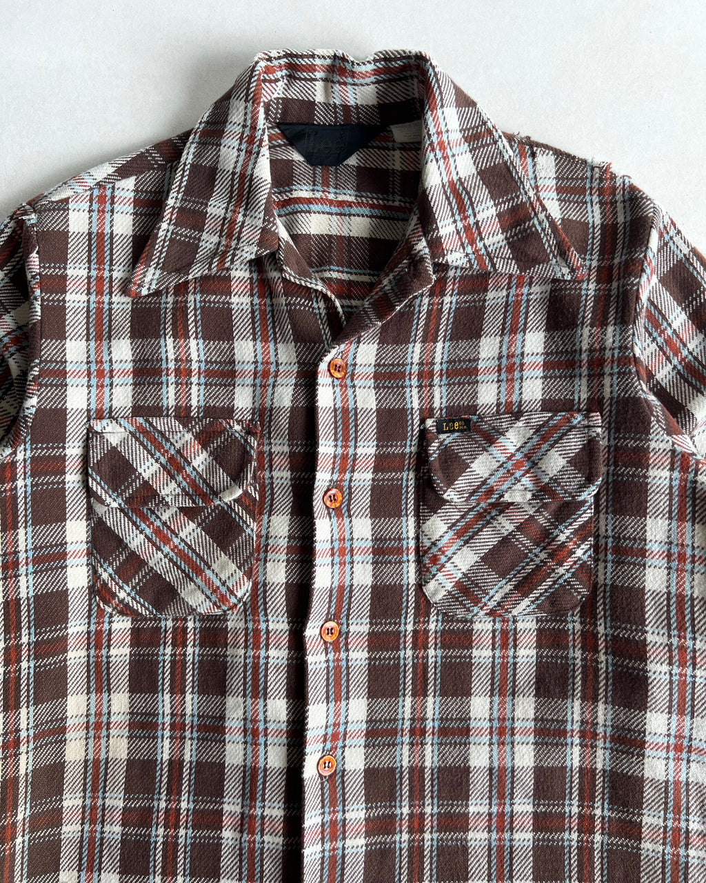 1970S LEE DOUBLE POCKET FLANNEL SHIRT (M)