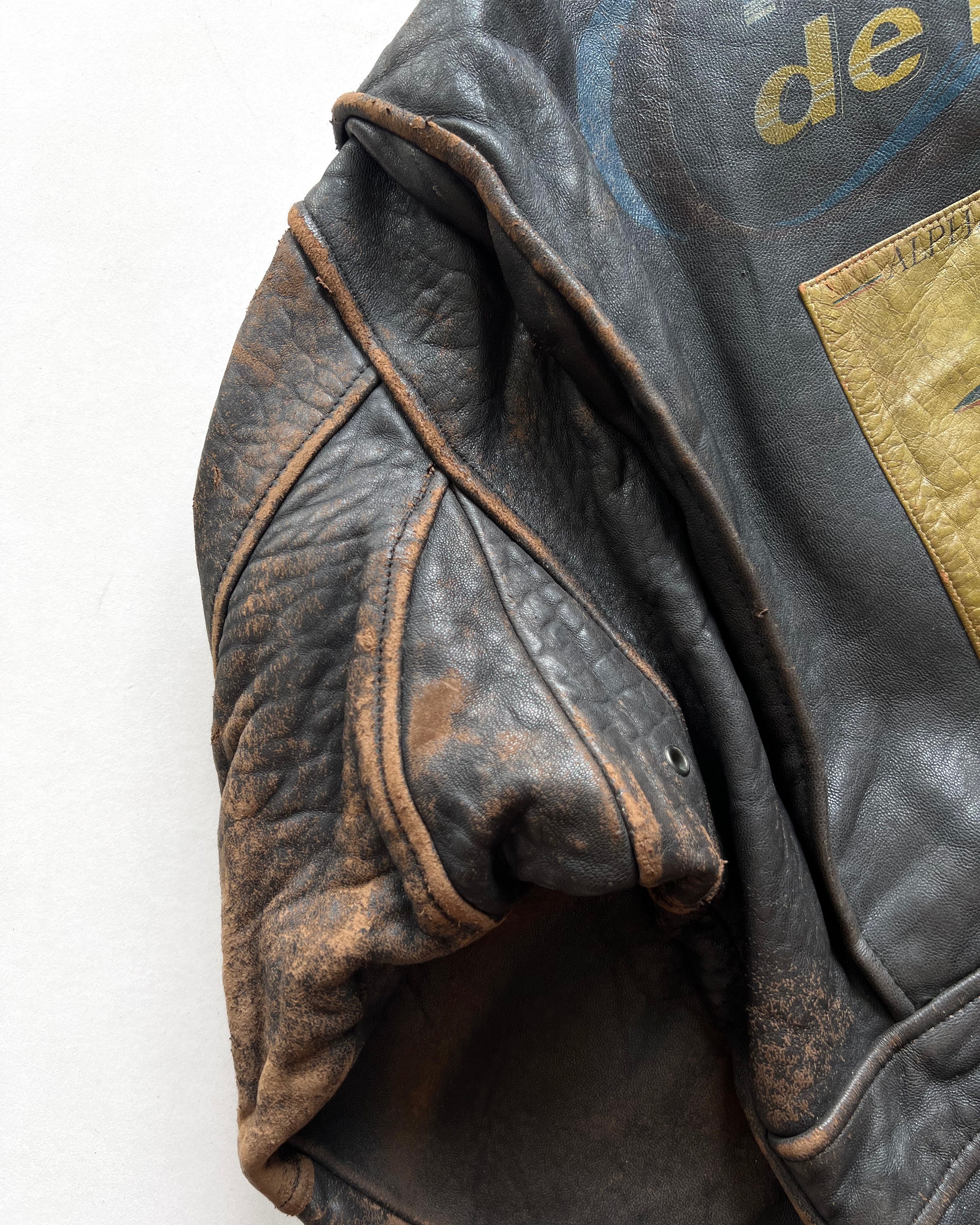 1980S AVIREX 'PATROUILLE DE FRANCE' TYPE G-1 FLIGHT LEATHER JACKET (L)