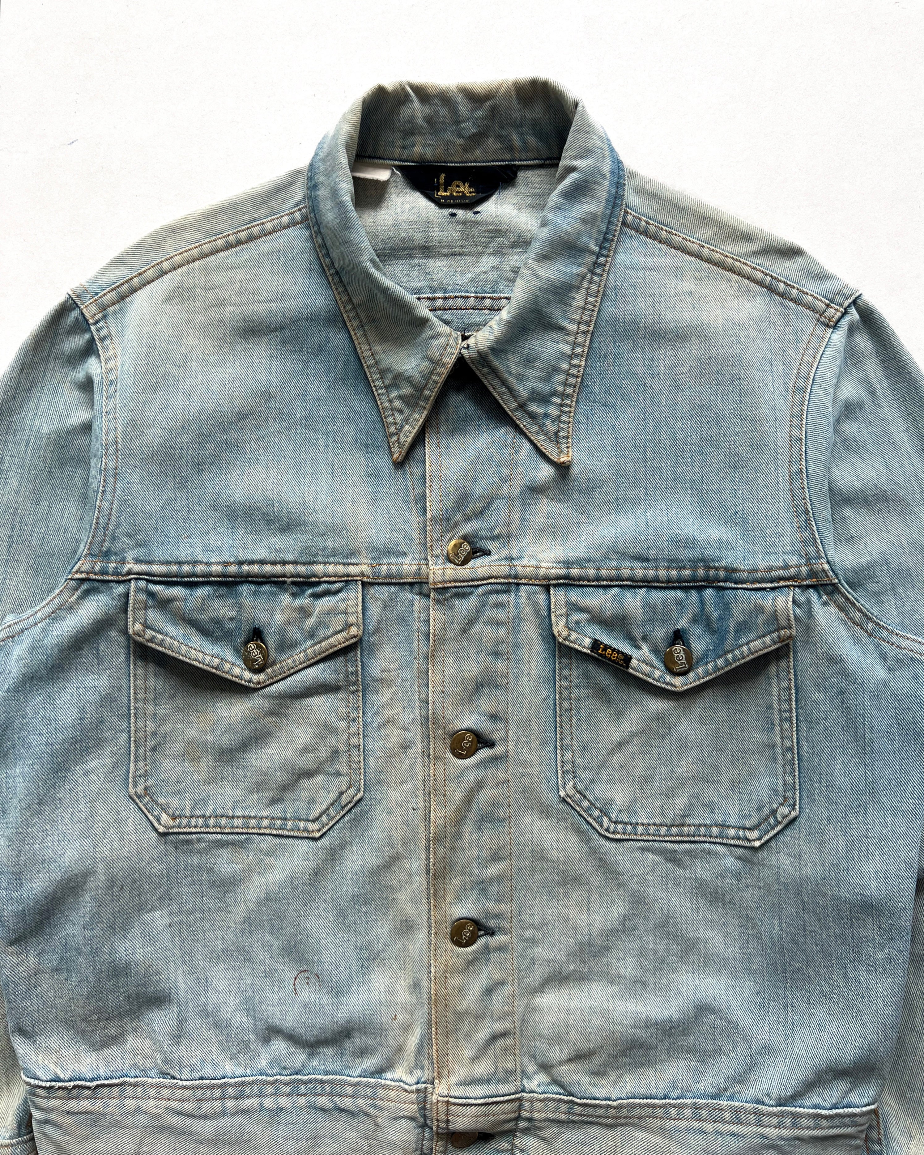 1970S FADED LEE DOUBLE POCKET DENIM JACKET (L)