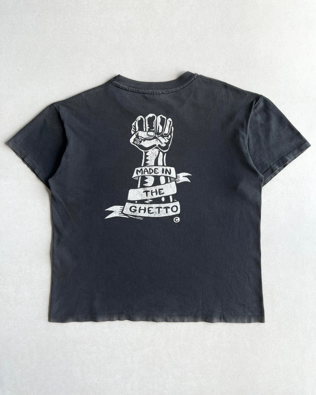 1990S FADED 'MADE IN THE GHETTO' SINGLE SITCH TEE (L)