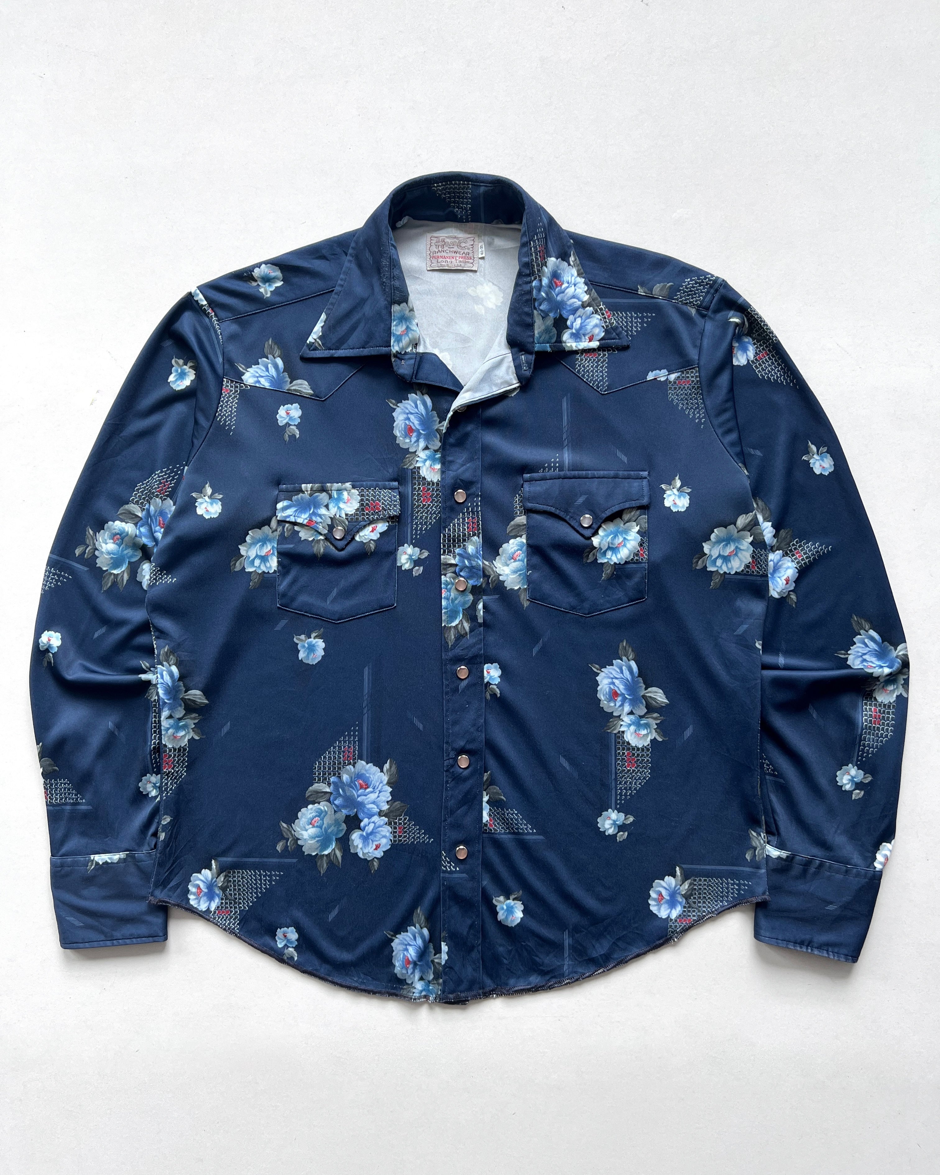 1960S H BAR C RANCHWEAR FLORAL SHIRT (L)