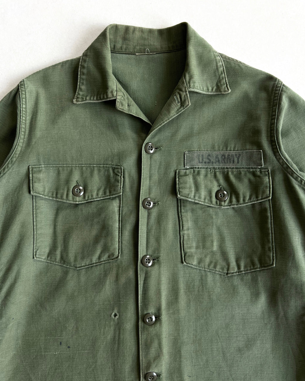 1970S US ARMY OG-107 SATEEN 3RD PATTERN SHIRT (L)
