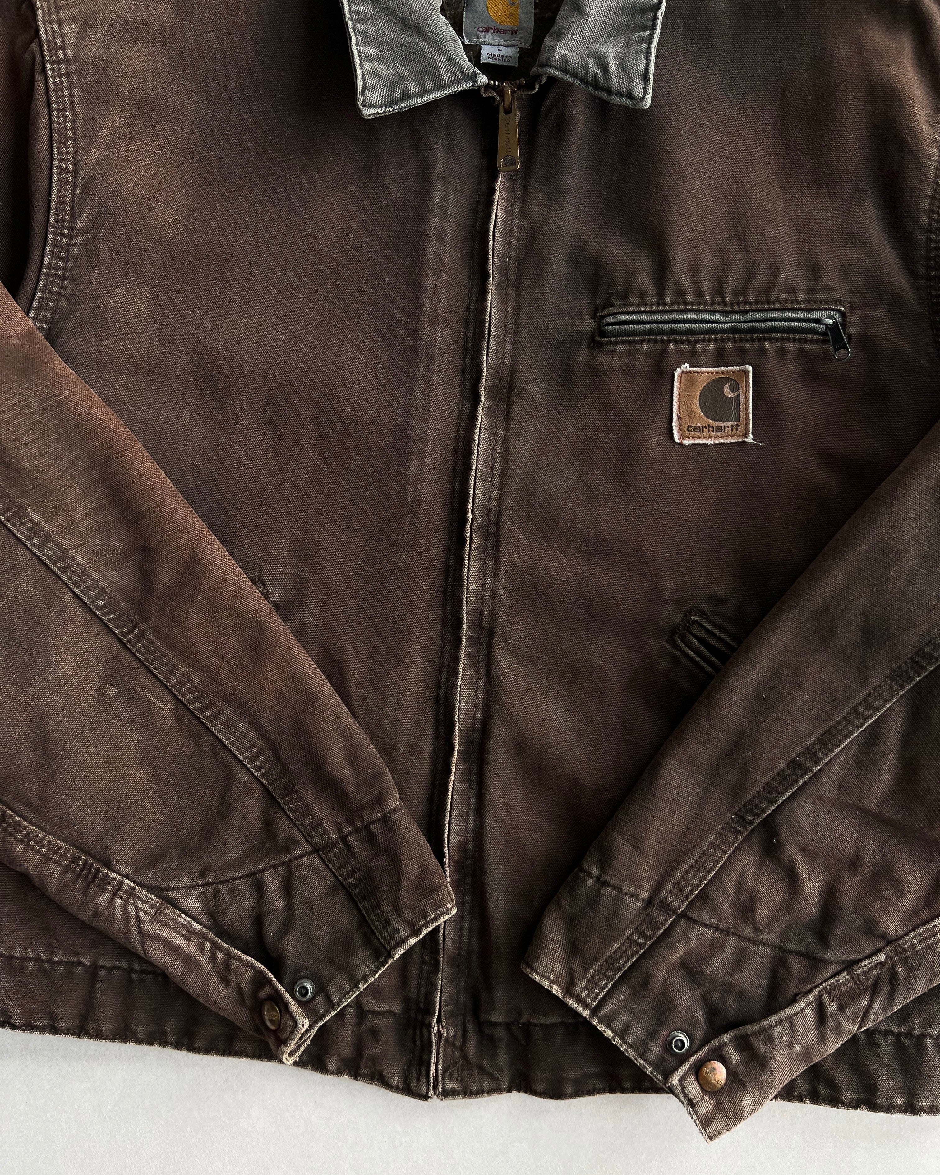 FADED CHOCOLATE CARHARTT DETROIT WORK JACKET (L)