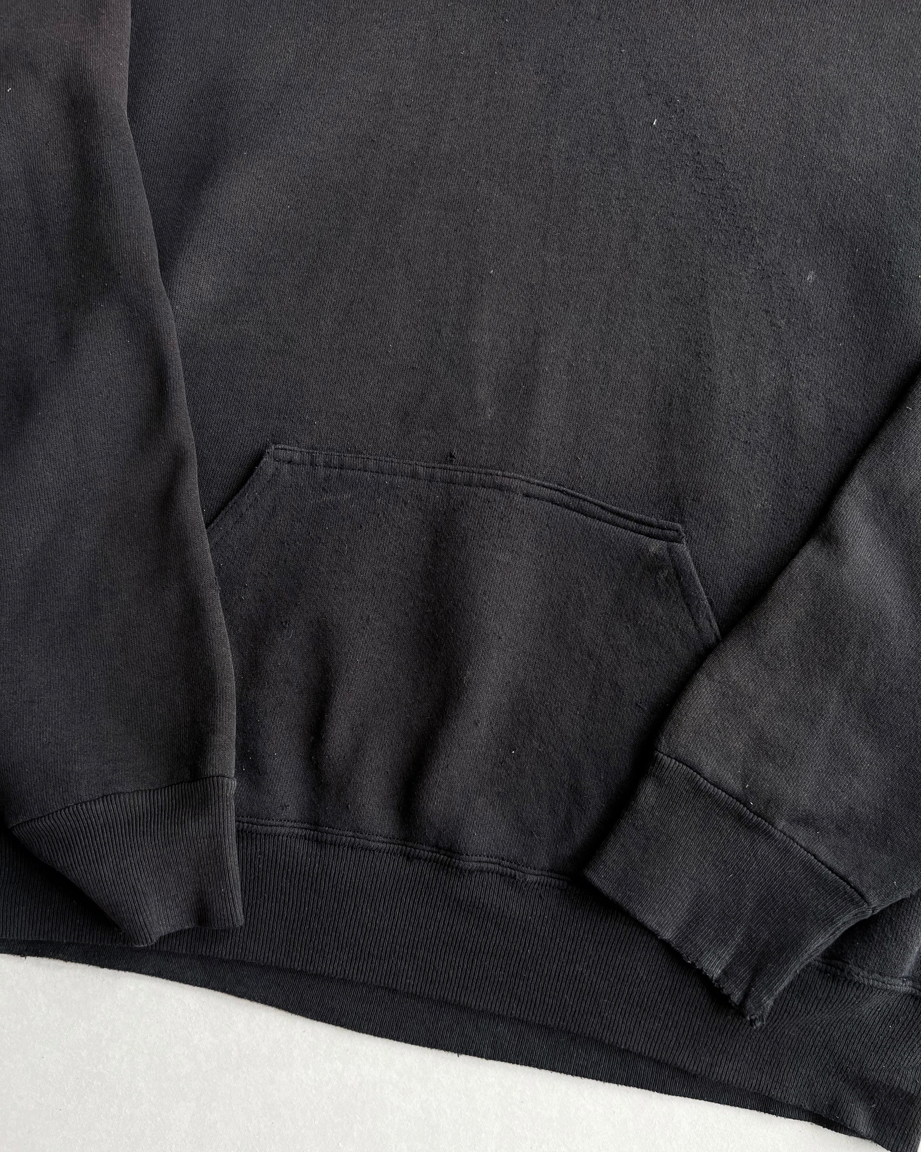 1990S SUN FADED BLACK DISCUS ATHLETIC HOODIE (L)