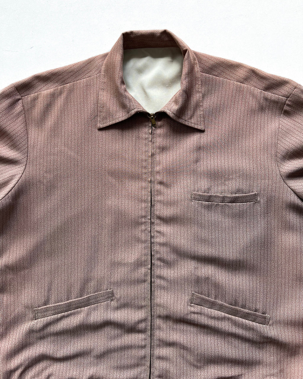 1960S SALMON PINK STRIPES GABARDINE JACKET (XL)