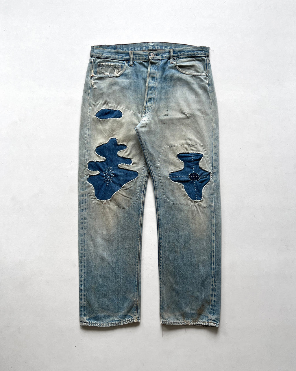 1970S LEVI'S REDLINE SELVEDGE REPAIRED JEANS (36)