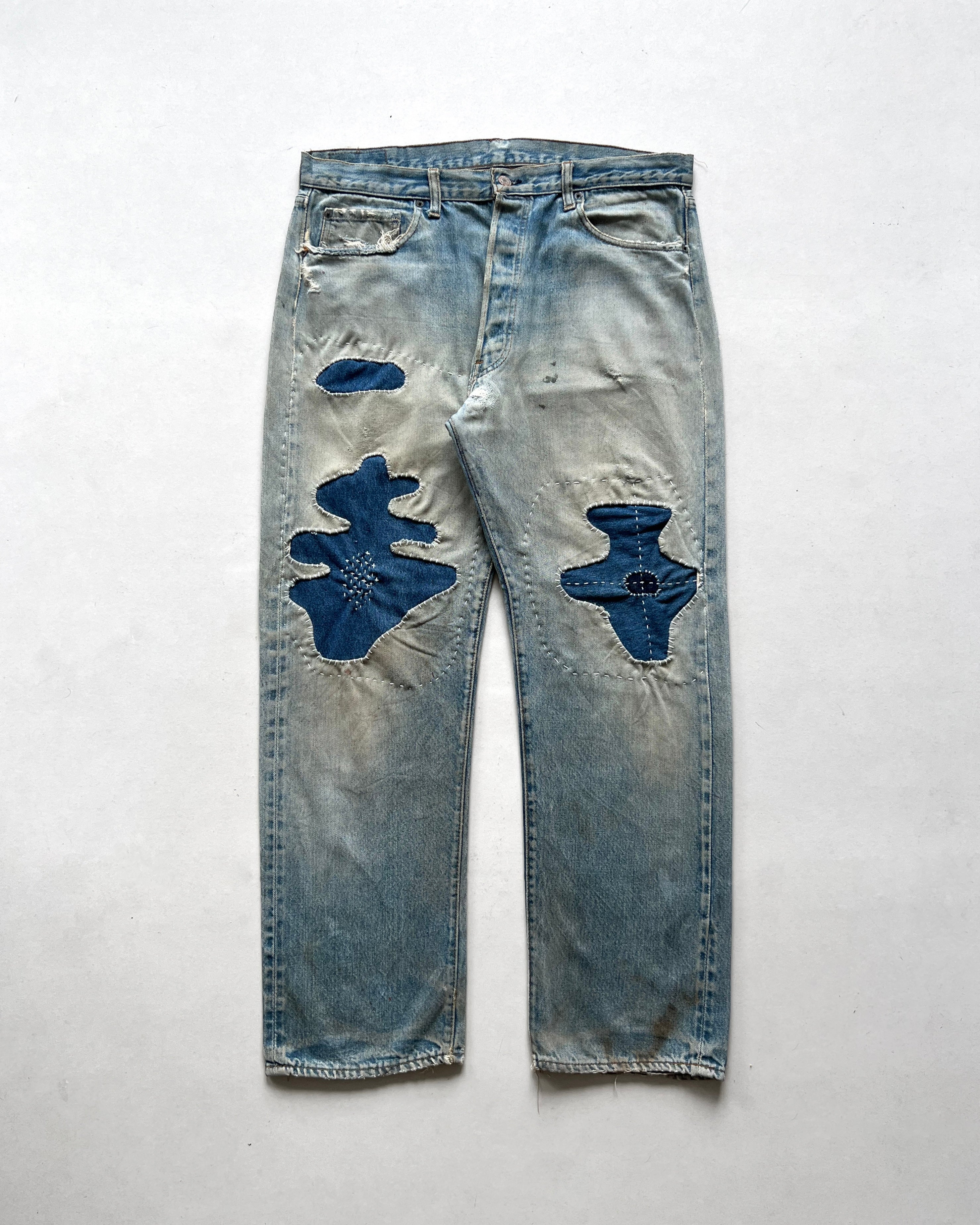 1970S LEVI'S REDLINE SELVEDGE REPAIRED JEANS (36)