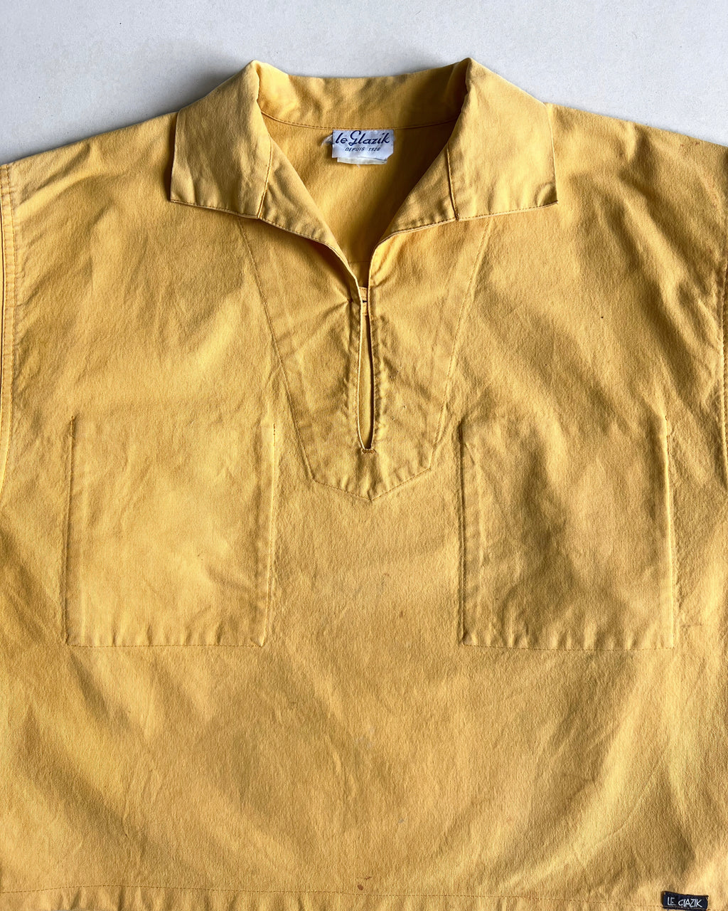 1970S FADED YELLOW LE GLAZIK FISHERMAN SMOCK (L)