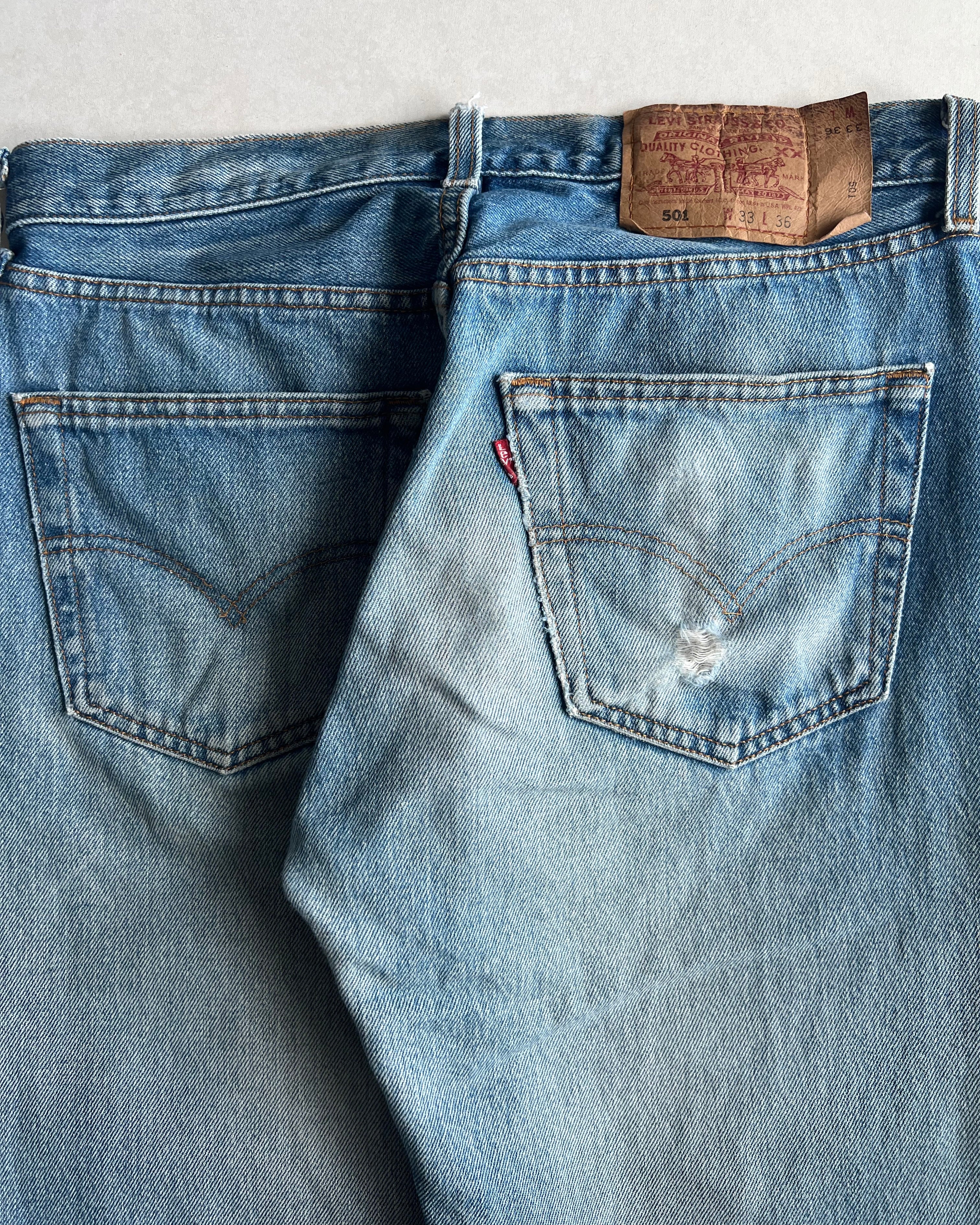 1990S FADED WASHED LEVI'S 501 JEANS (33X36)