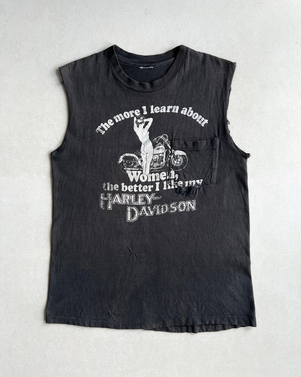 1980S HARLEY DAVISON SINGLE STITCH SLEEVELESS TEE (L)