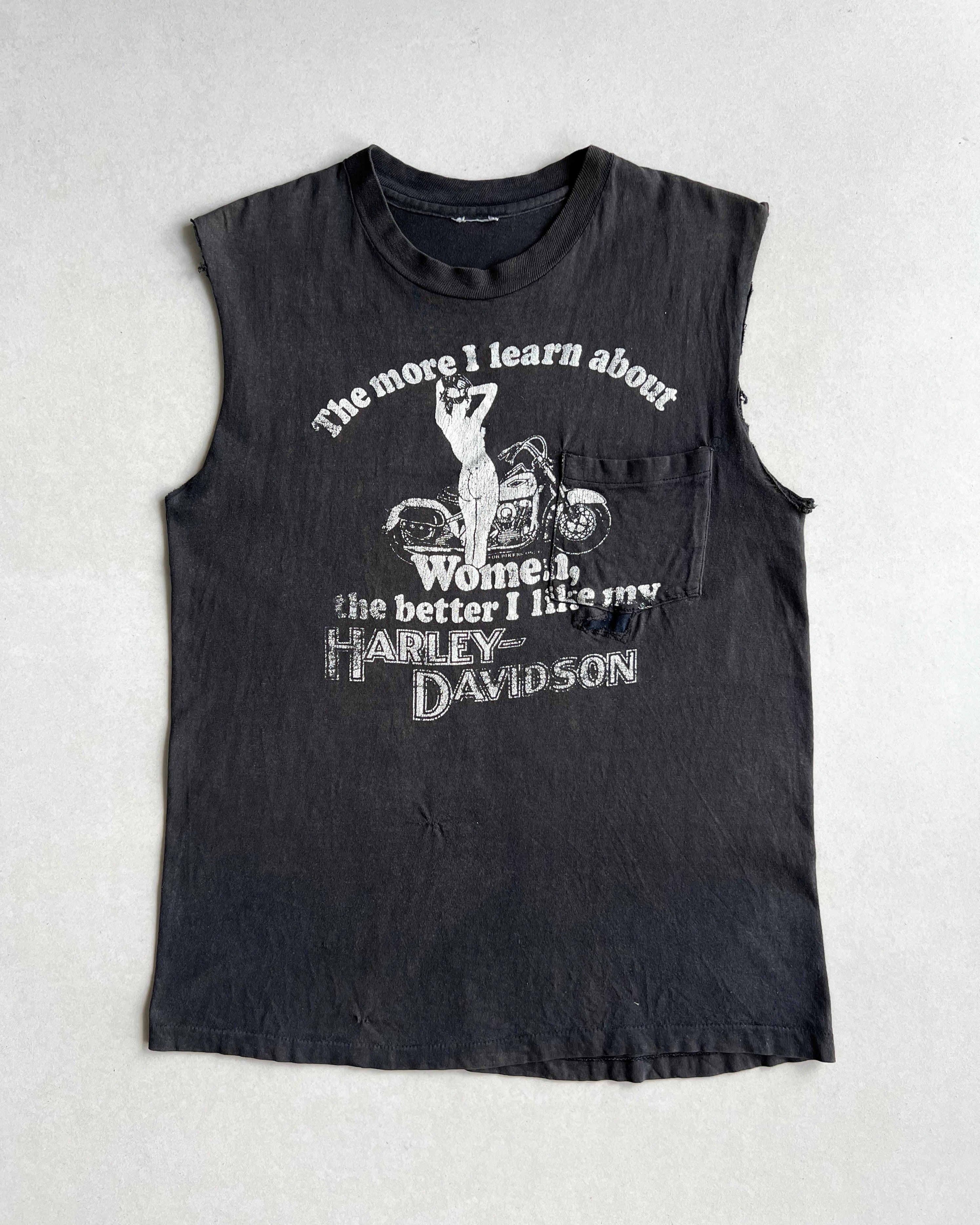 1980S HARLEY DAVISON SINGLE STITCH SLEEVELESS TEE (L)
