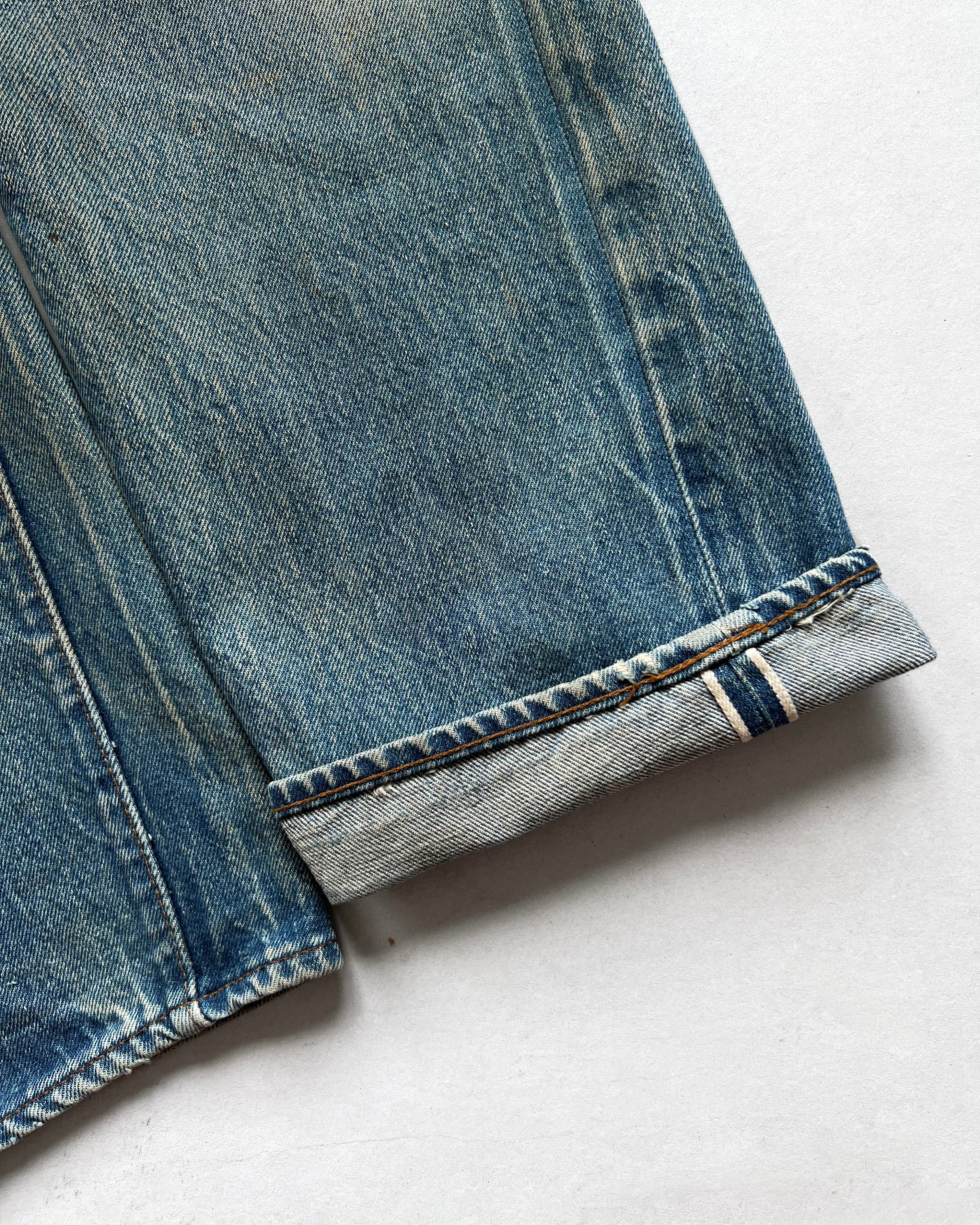 1980S LEVI'S 501 REDLINE SELVEDGE REPAIRED JEANS (31)