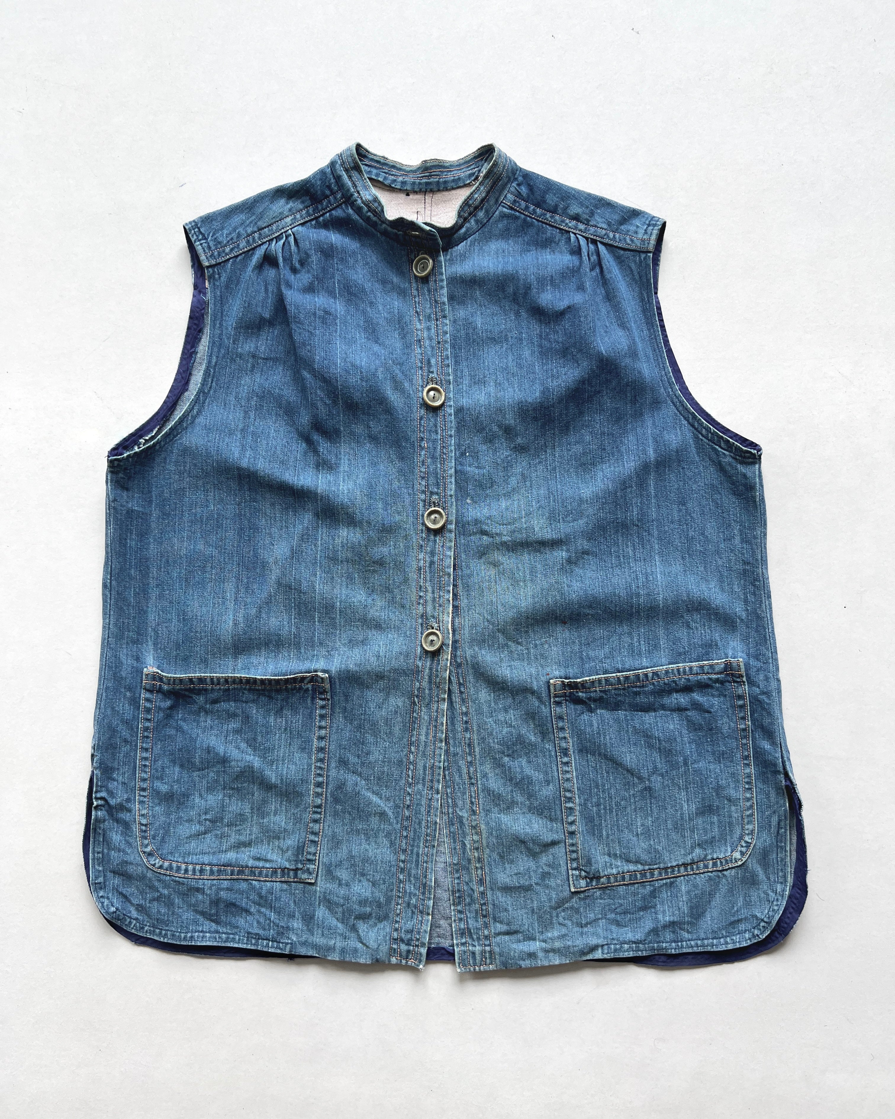 1950S FADED SELVEDGE DENIM VEST (L)