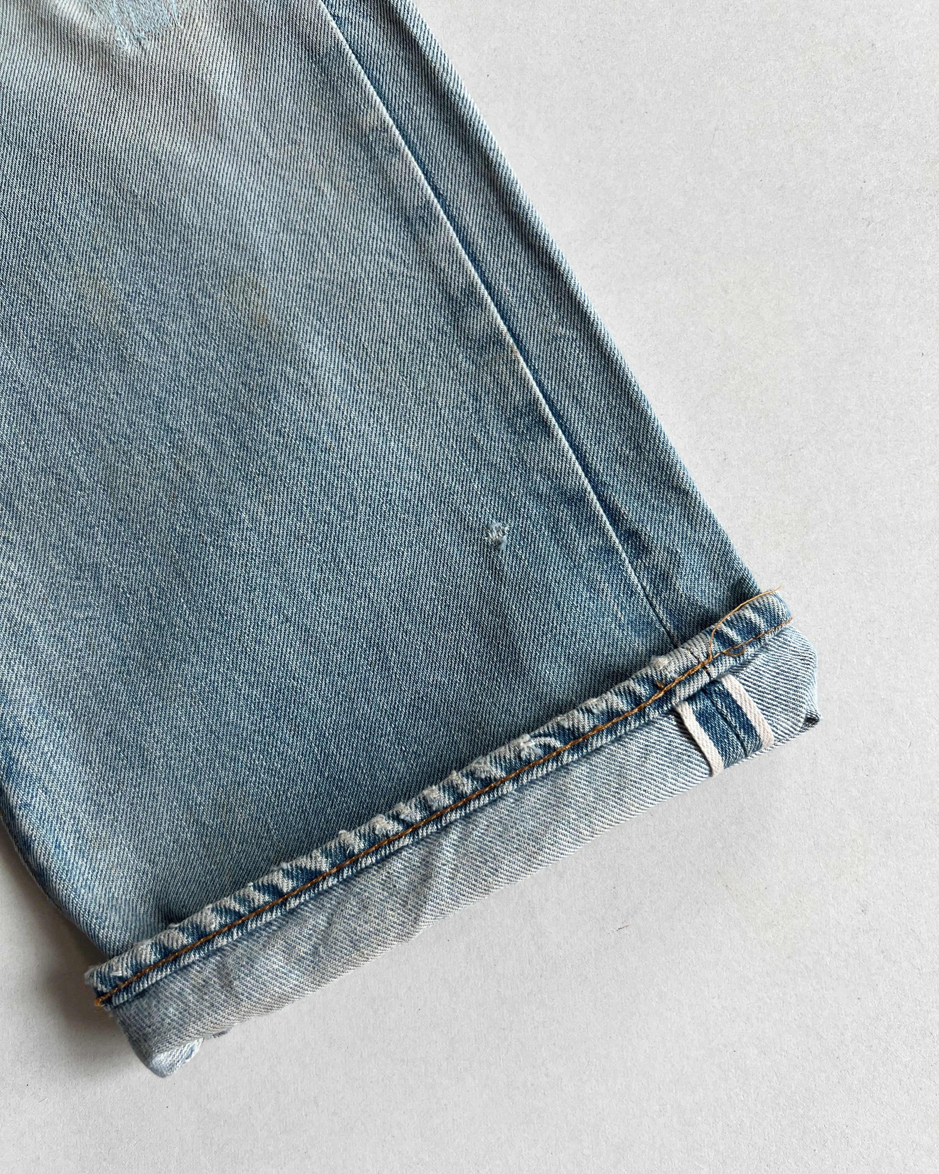 1970S FADED LEVI'S 501 REDLINE SELVEDGE REPAIRED JEANS (34)