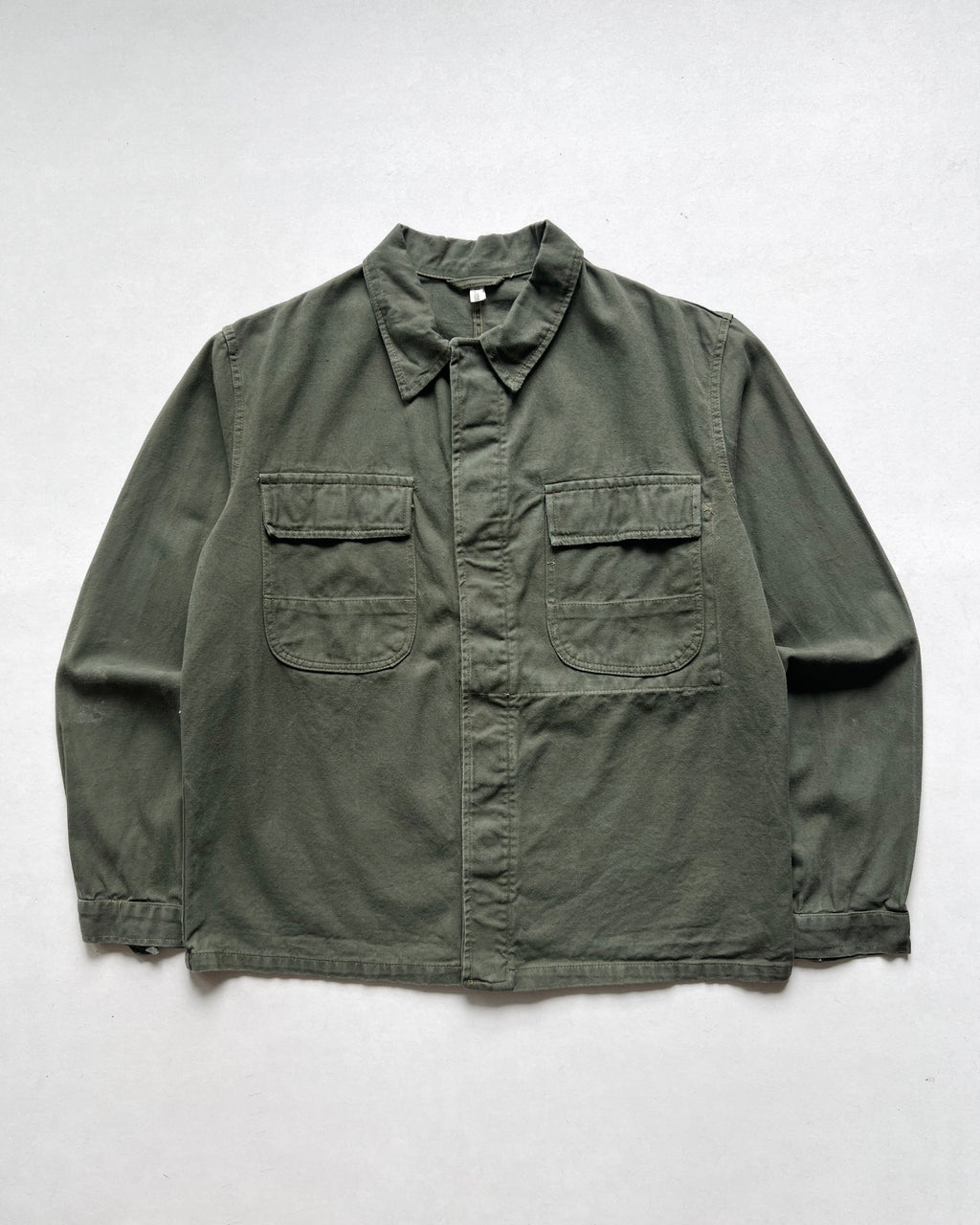 1970S OLIVE EUROPE MILITARY SHIRT JACKET (L)
