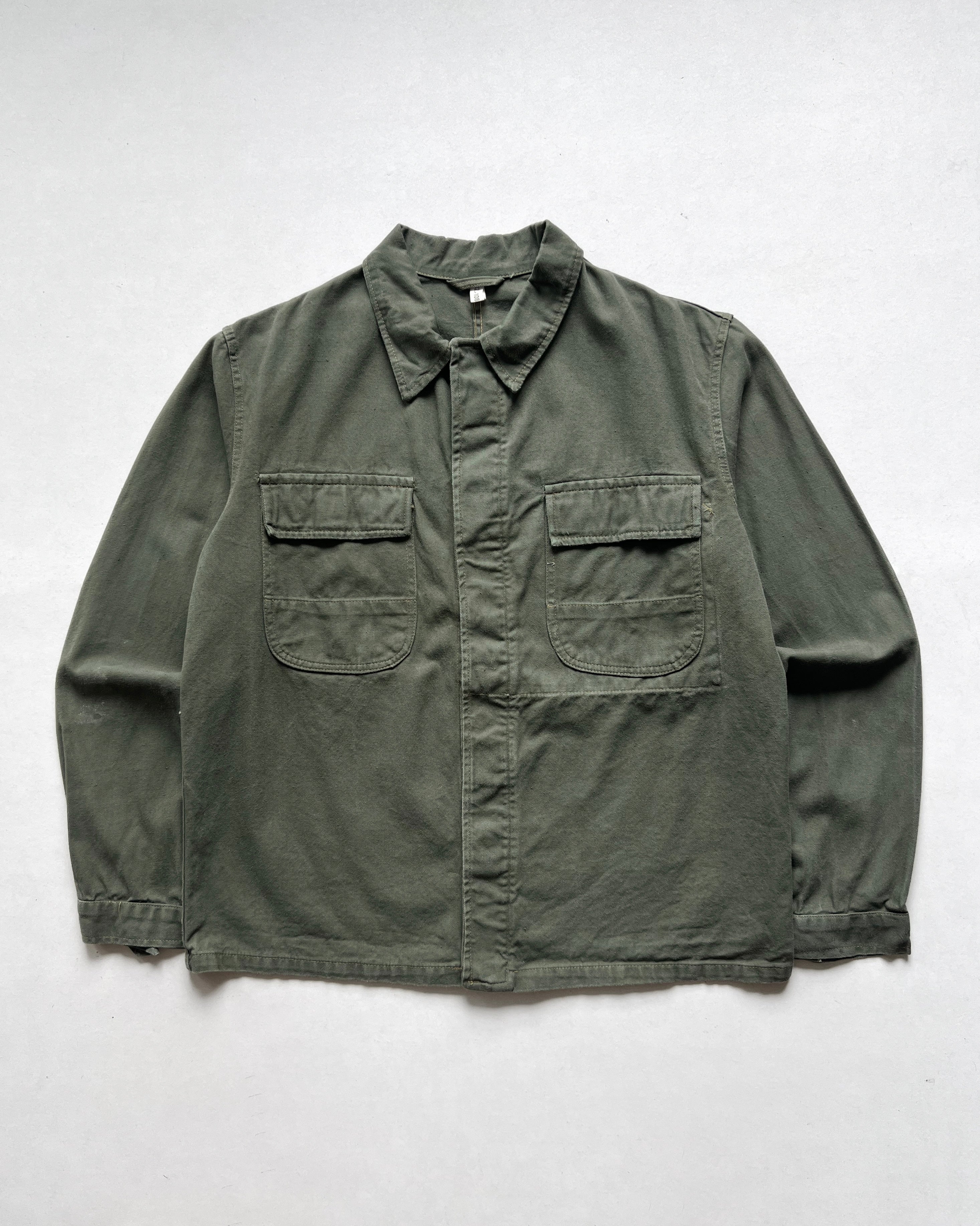 1970S OLIVE EUROPE MILITARY SHIRT JACKET (L)
