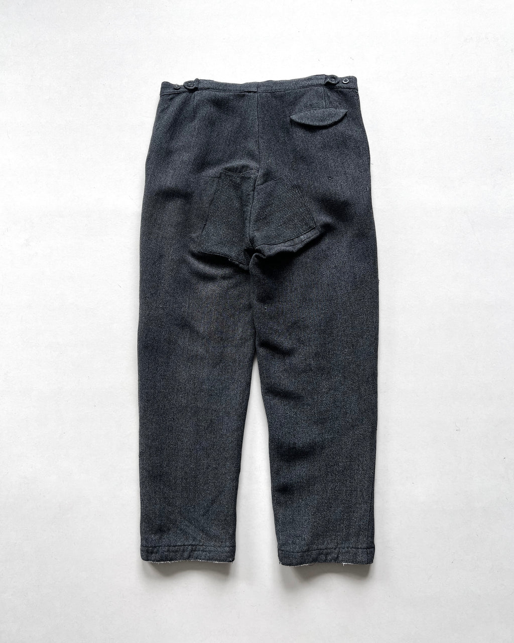1950S FRENCH SALT & PEPPER REPAIRED WORK TROUSERS (33-35)