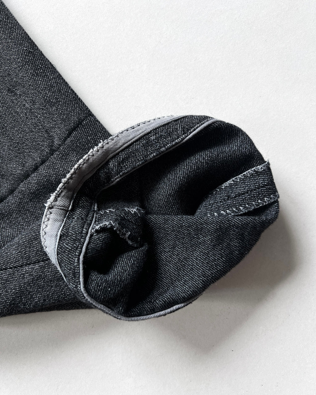 1950S FRENCH SALT & PEPPER REPAIRED WORK TROUSERS (33-35)