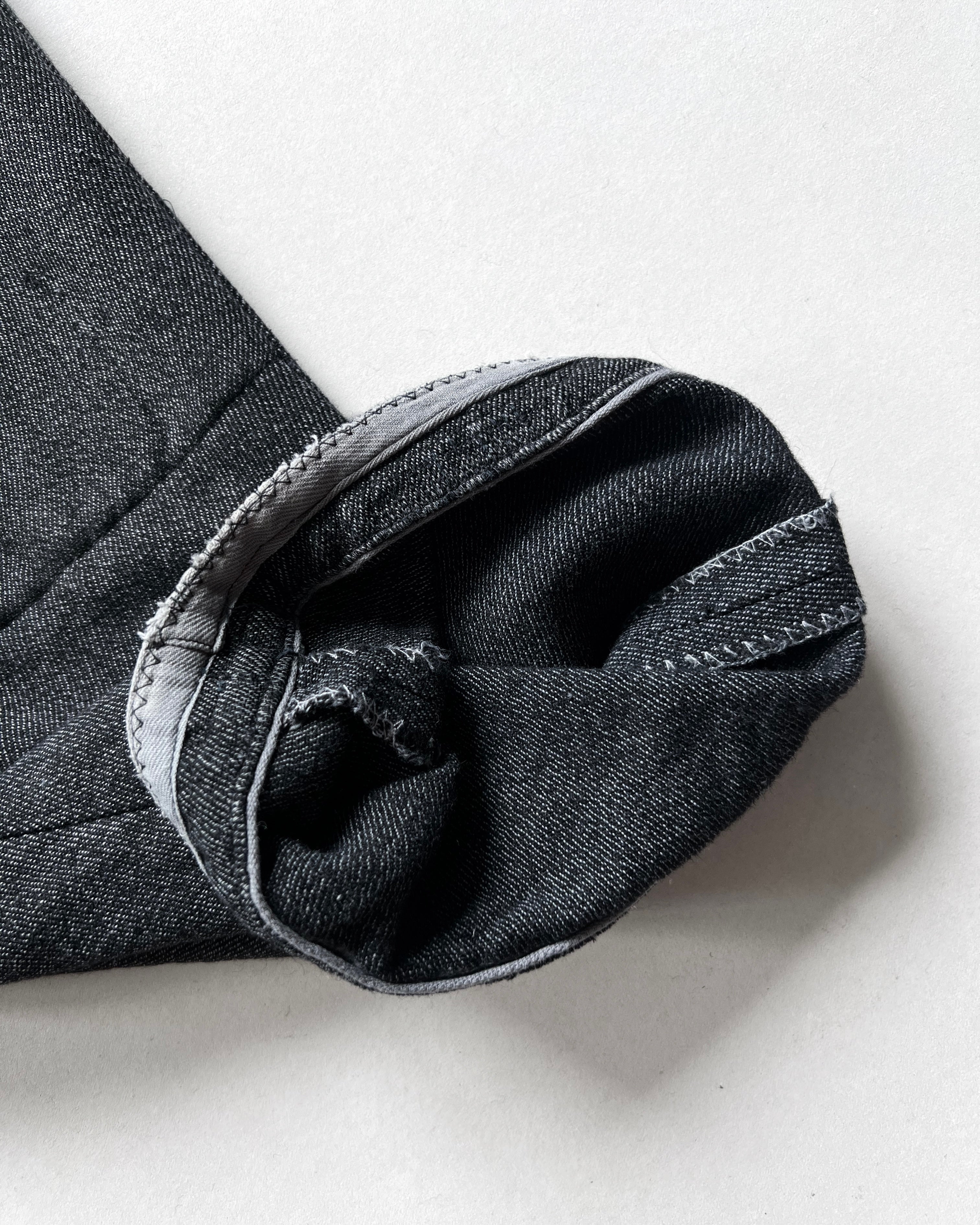 1950S FRENCH SALT & PEPPER REPAIRED WORK TROUSERS (33-35)