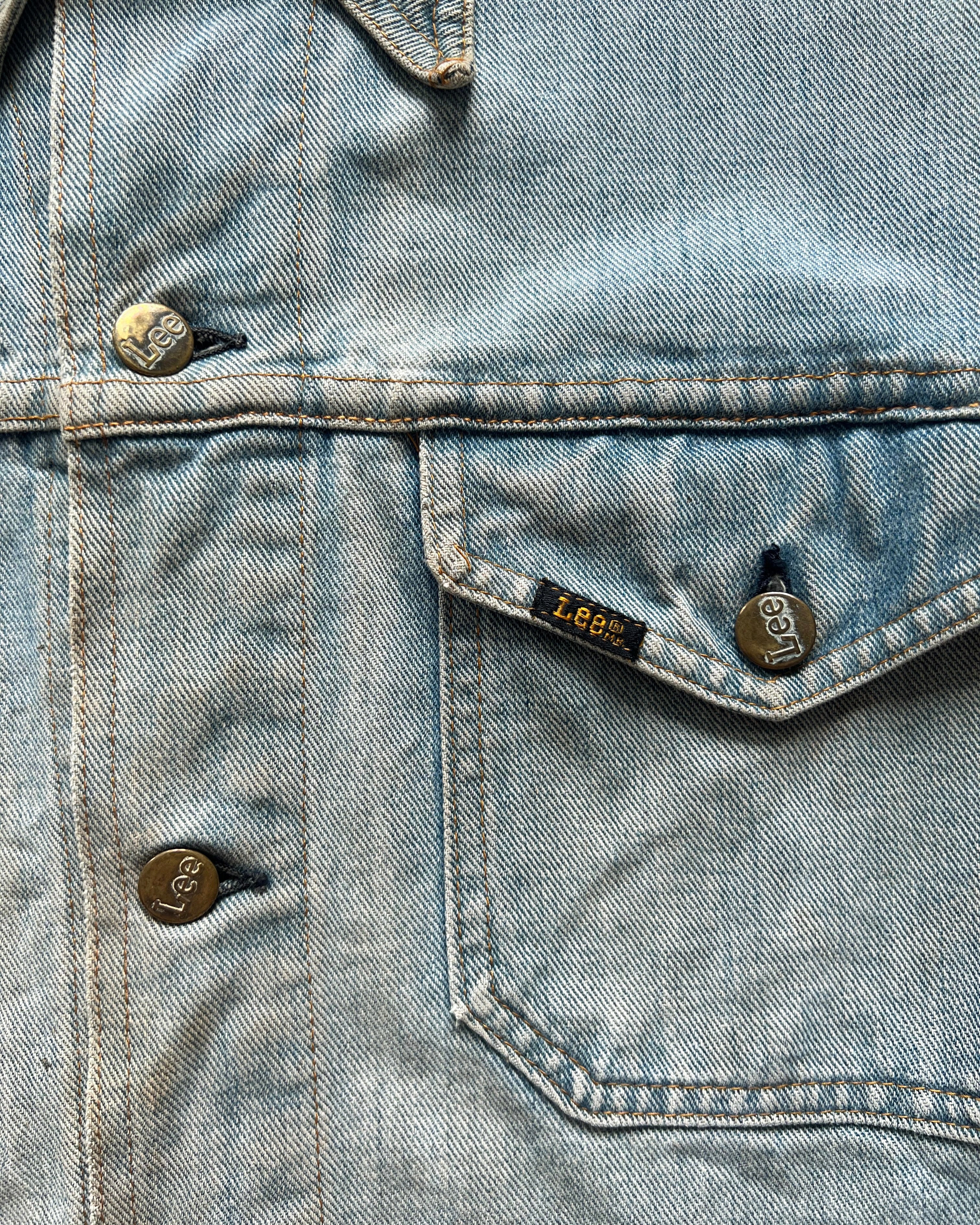 1970S FADED LEE DOUBLE POCKET DENIM JACKET (L)