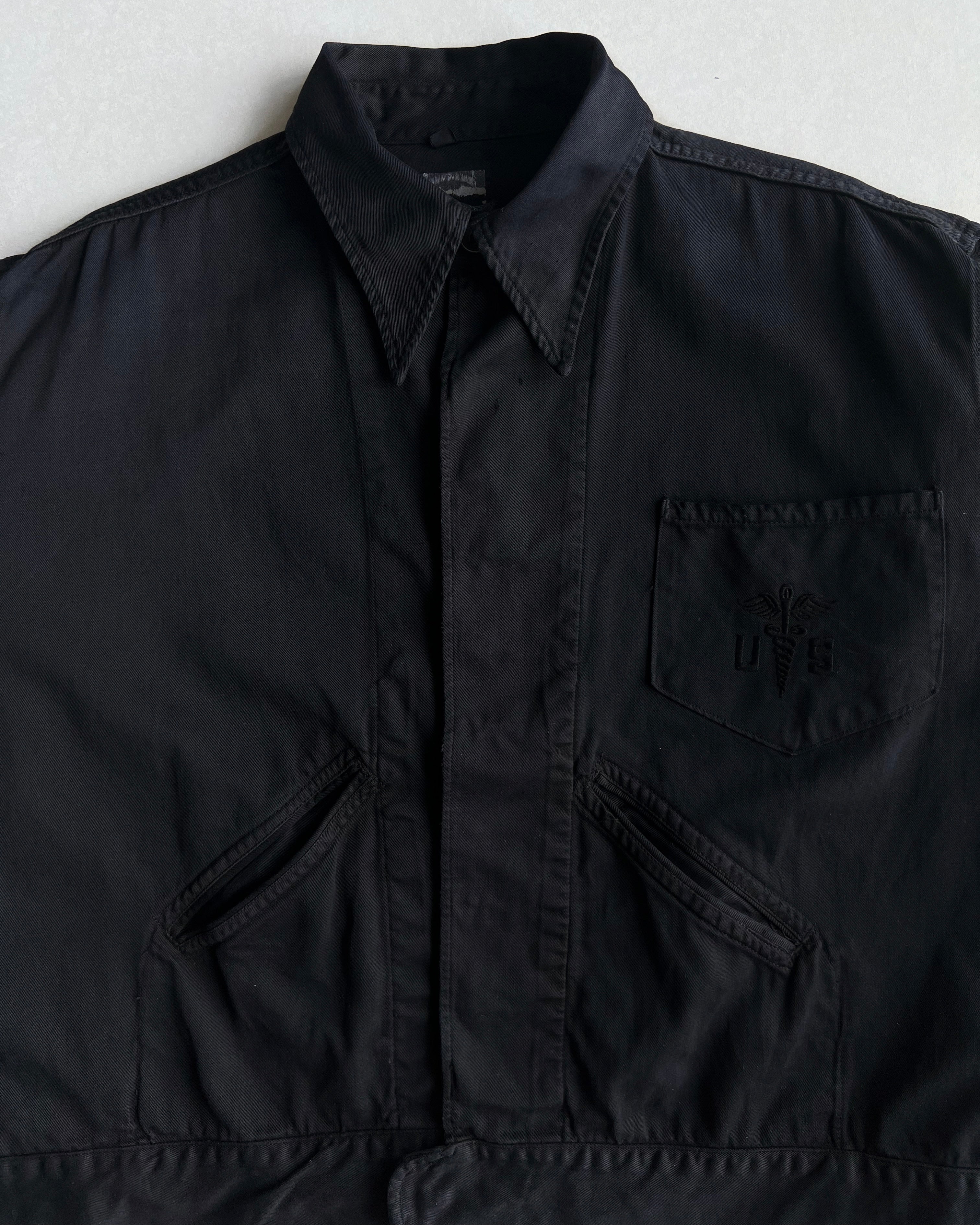 1950S OVERDYED BLACK US MILITARY MEDIC CROPPED JACKET (L)