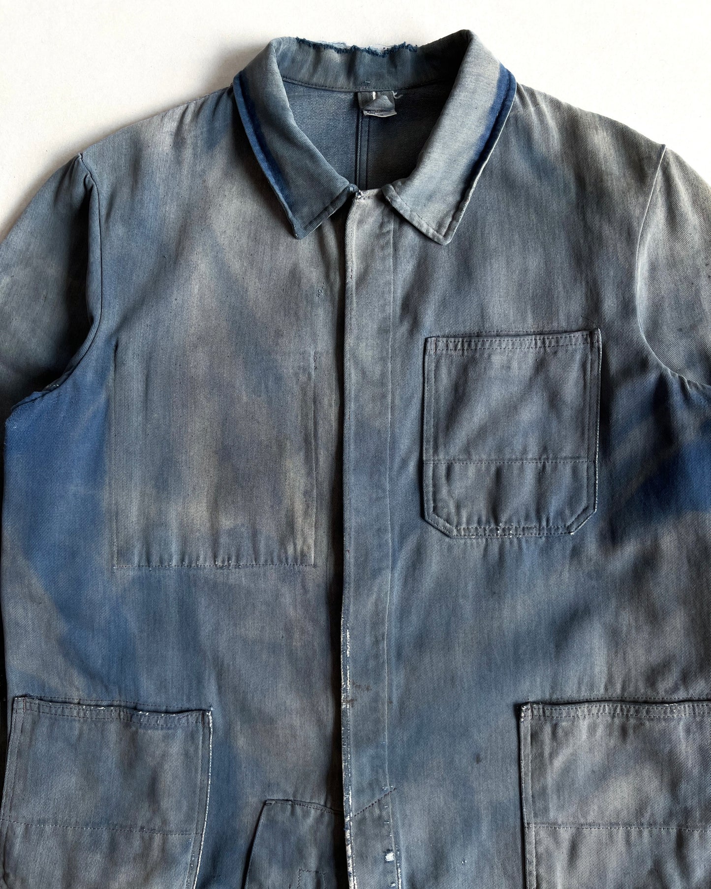 1950S SUN FADED INDIGO GERMAN WORK JACKET (L)