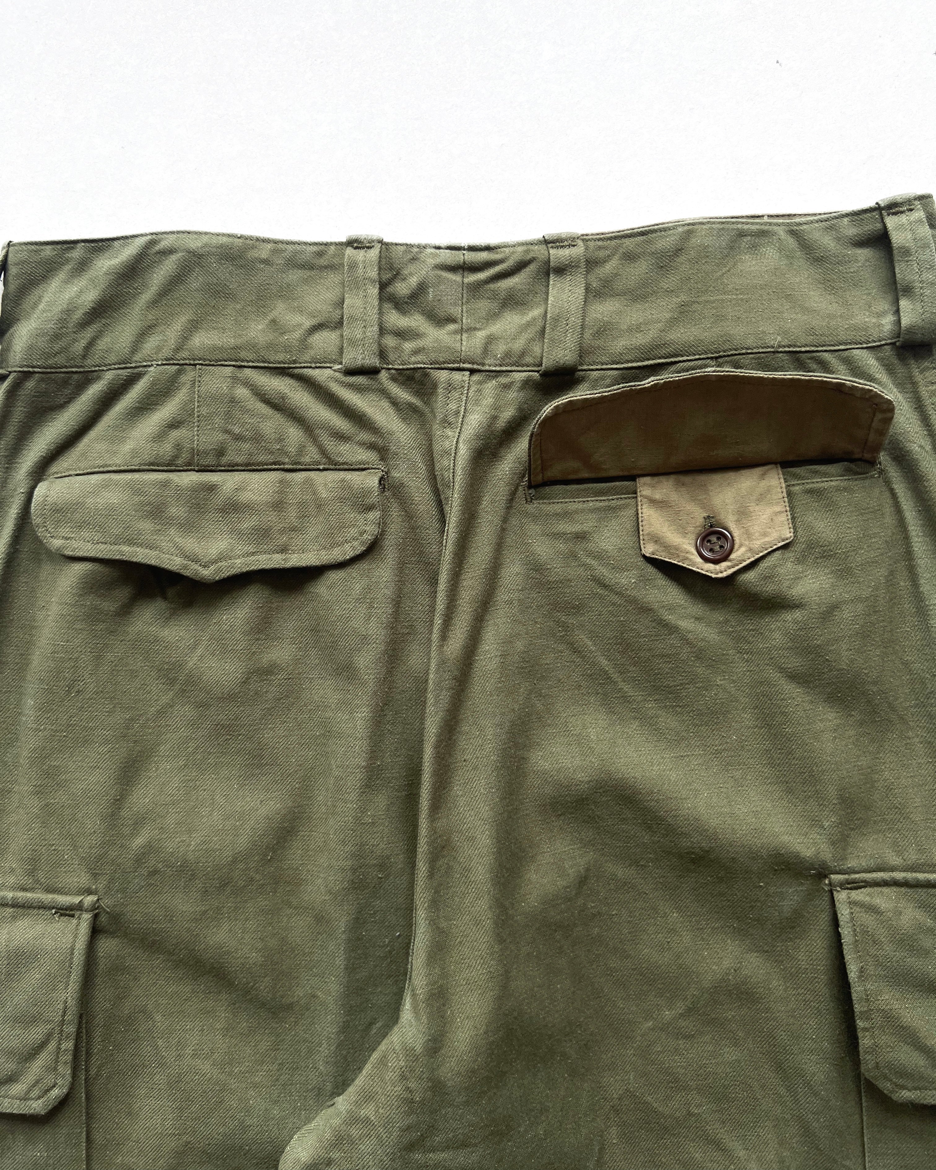 1950S FRENCH M-47 STENCILLED CARGO PANTS (34)