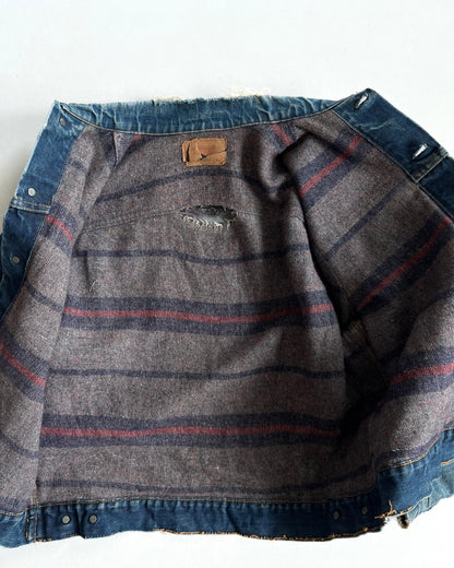 1960S FADED LEVI'S BIG E TYPE III BLANKET LINED TRUCKER JACKET (L)