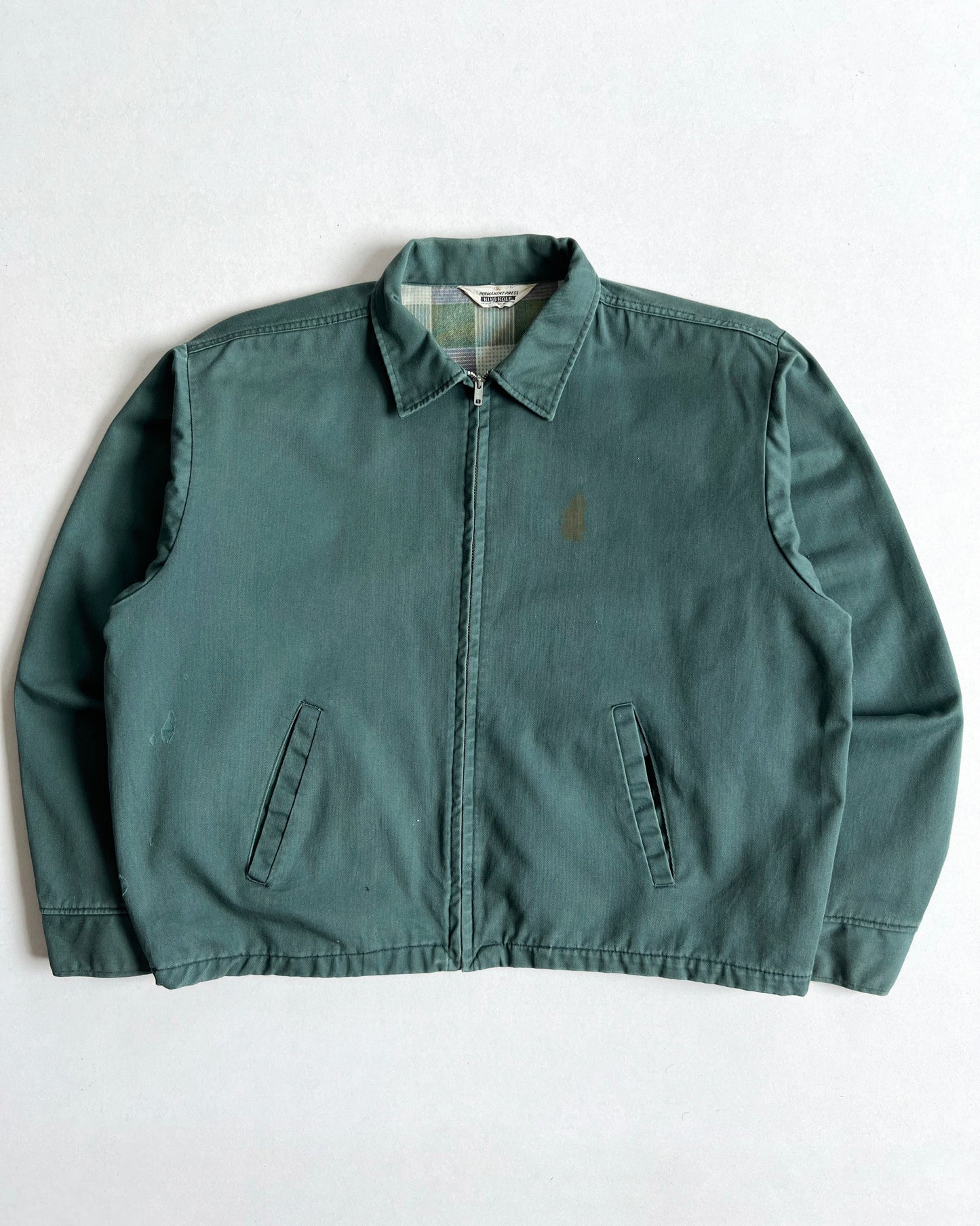 1970S FADED EMERALD GREEN KING KOLE WORK JACKET (L)