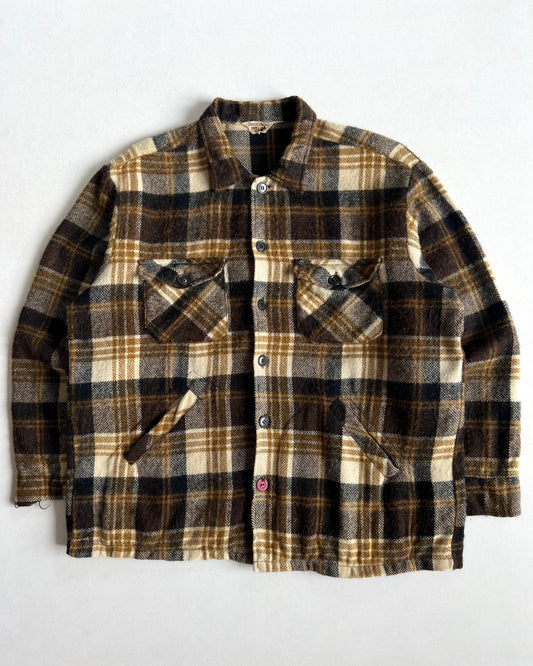 1960S DEACON BROTHERS WOOL MOHAIR PLAID FLANNEL (L/XL)