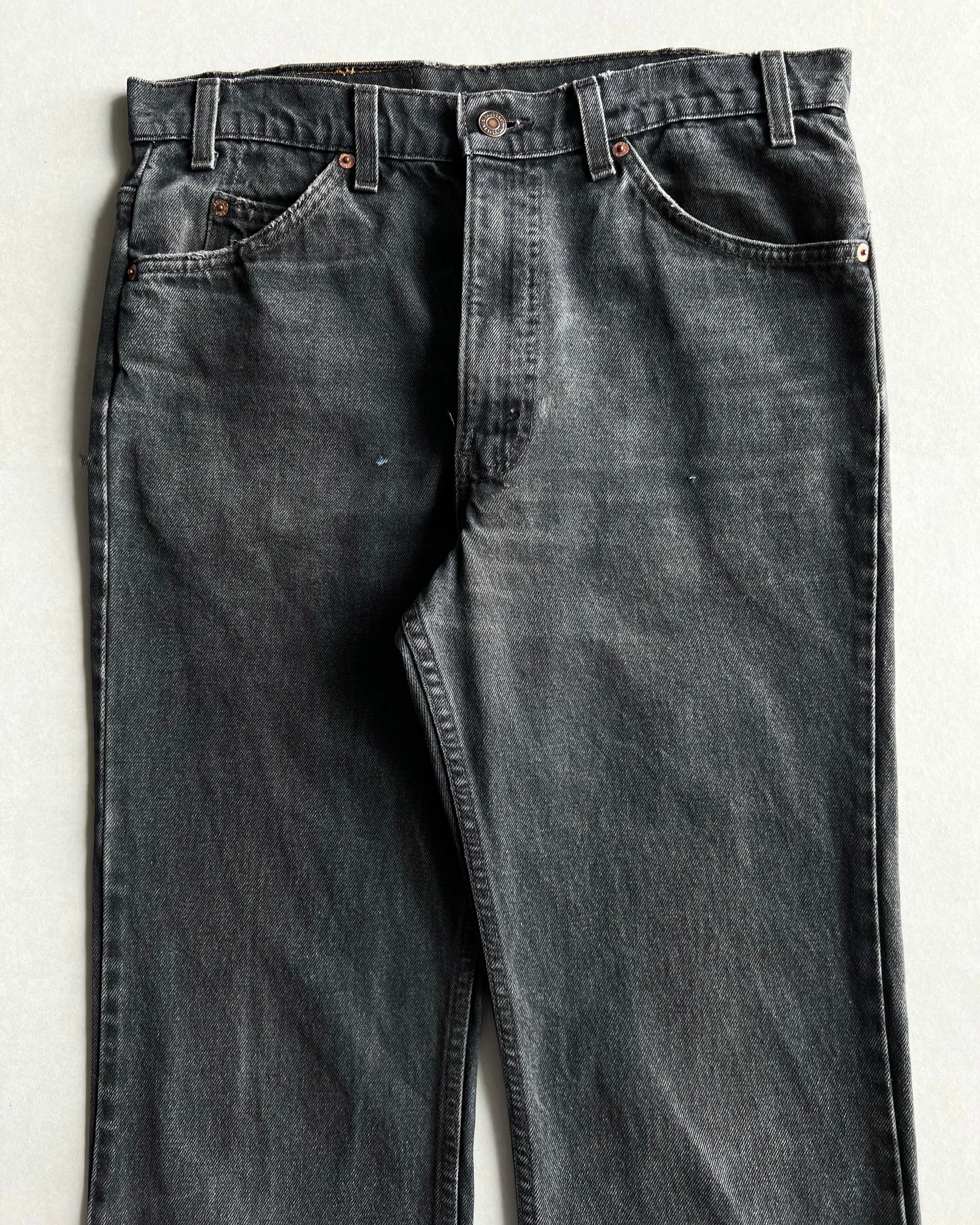 1990S FADED BLACK LEVIS 517 FLARE JEANS (34X34)