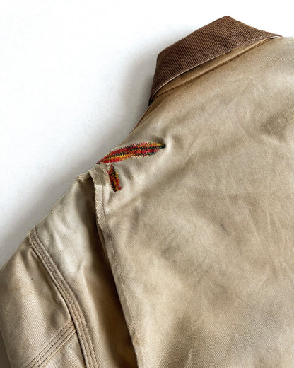 1990S SUN FADED REPAIRED CARHARTT DETROIT WORK JACKET (L)