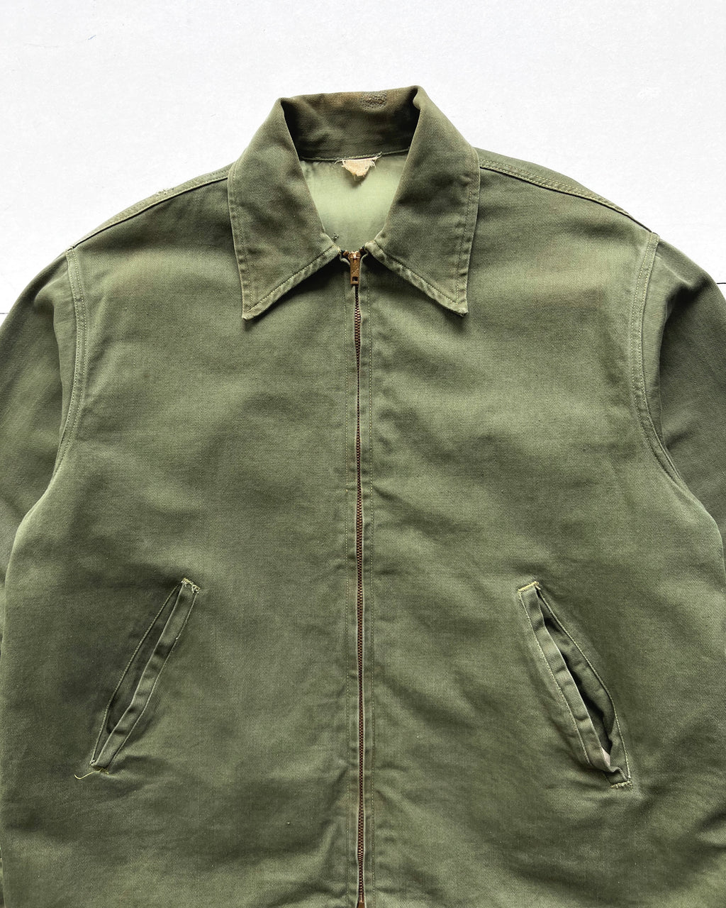 1950S OLIVE ZIP-UP WORK JACKET (L)