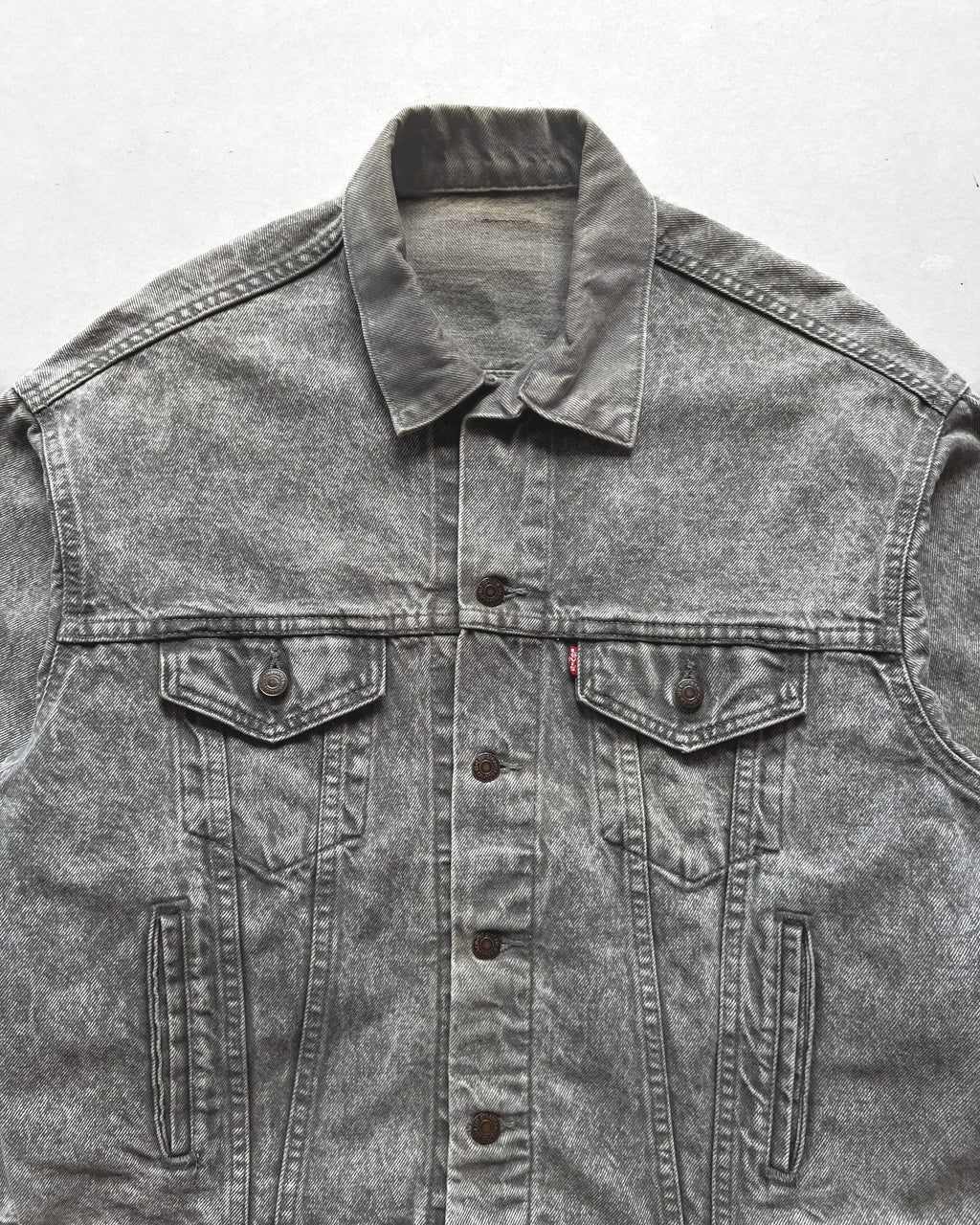 1980S GREY STONE WASHED LEVI'S TYPE III DENIM JACKET (L)