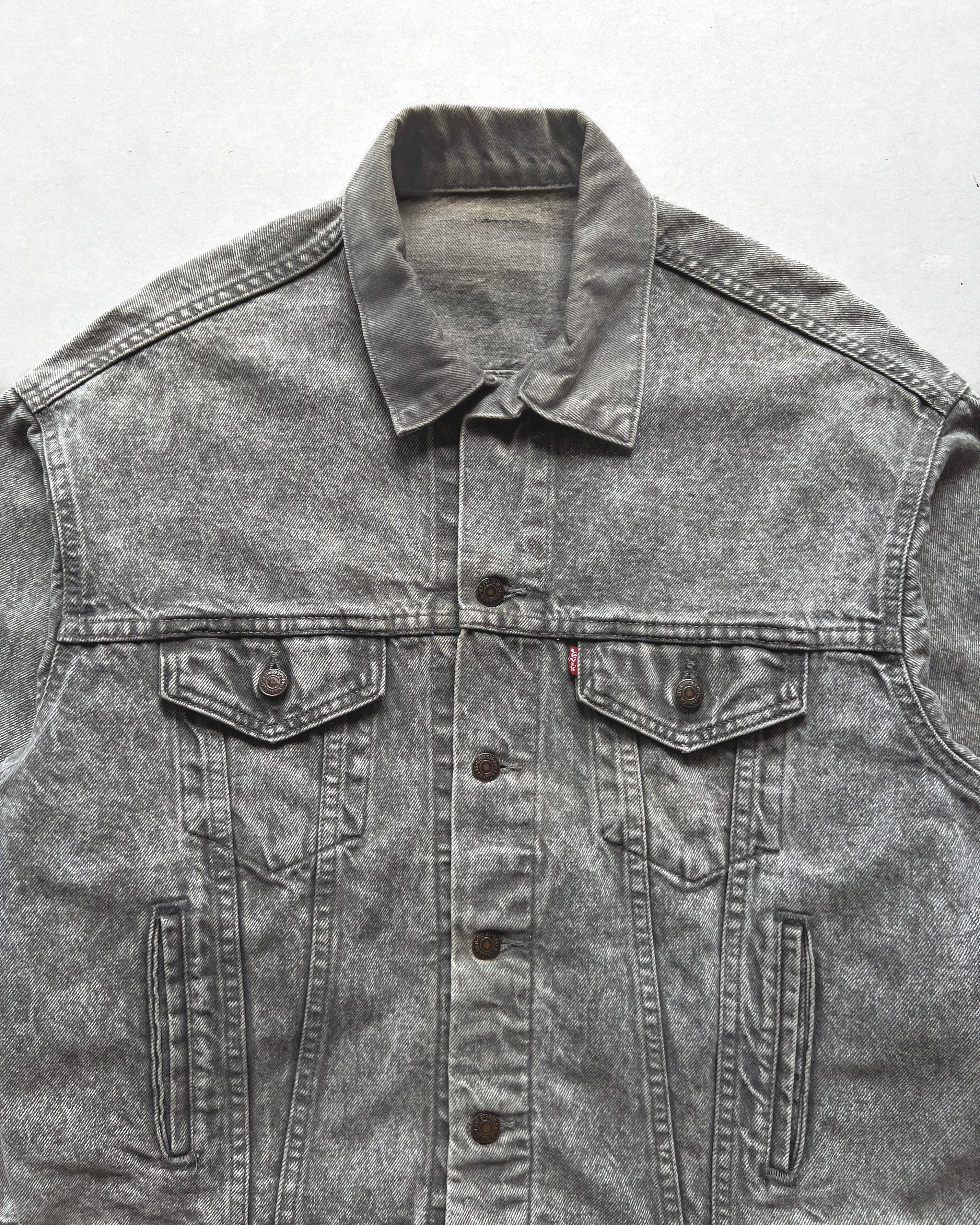 1980S GREY STONE WASHED LEVI'S TYPE III DENIM JACKET (L)