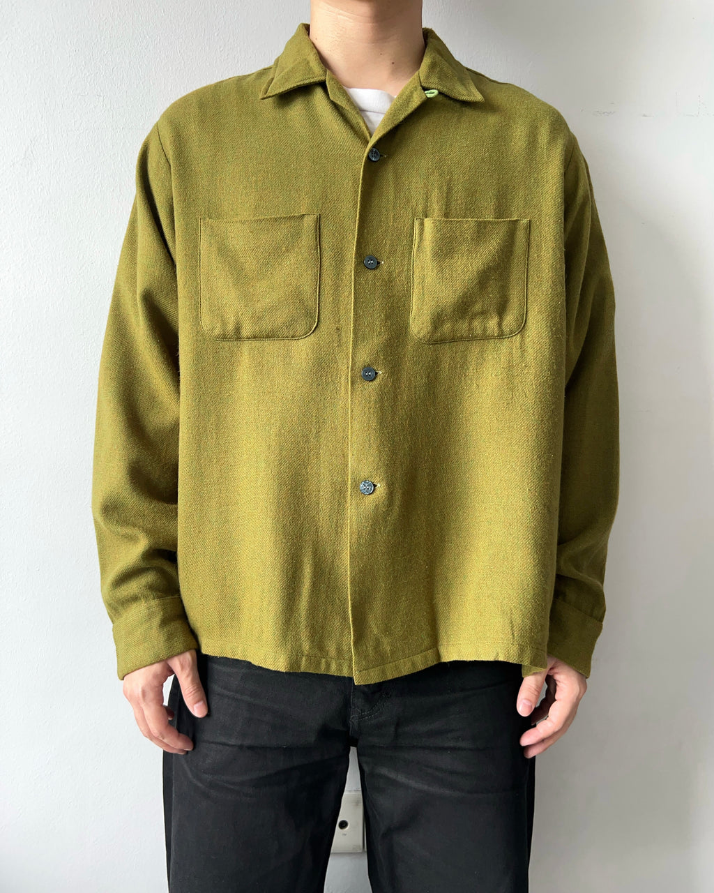 1960S SEARS MILLIKEN WOOL LOOP COLLAR SHIRT (XL)