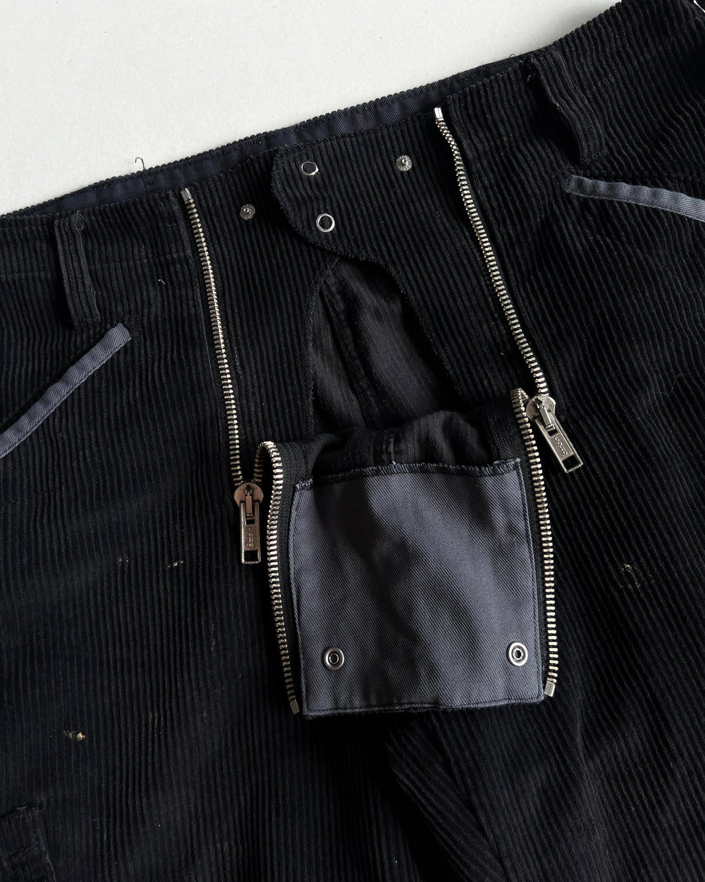 1990S BLACK CORDUROY GERMAN BOOTCUT WORK PANTS (36)